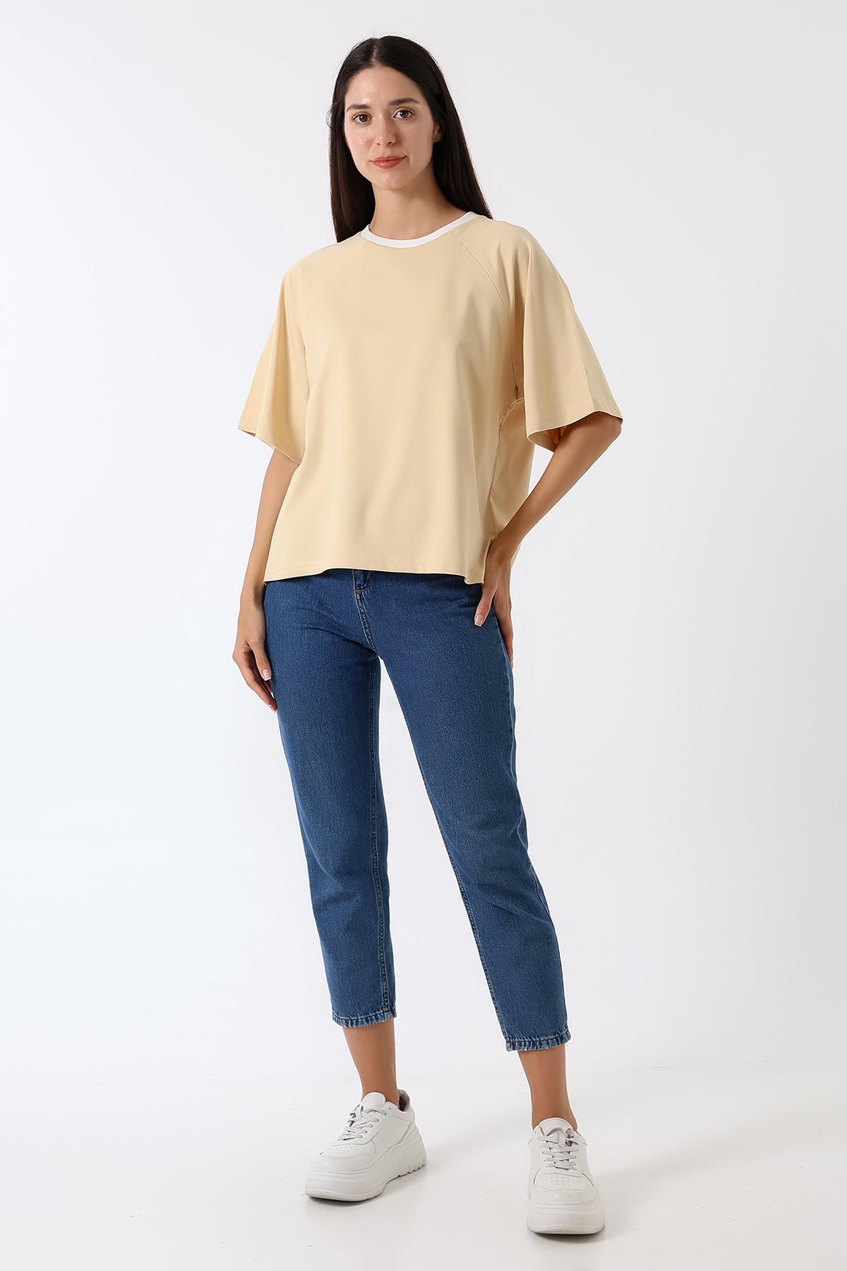 Zippe Raglan Tee – Fermuarlı Emzirme T-Shirt / Butter Yellow