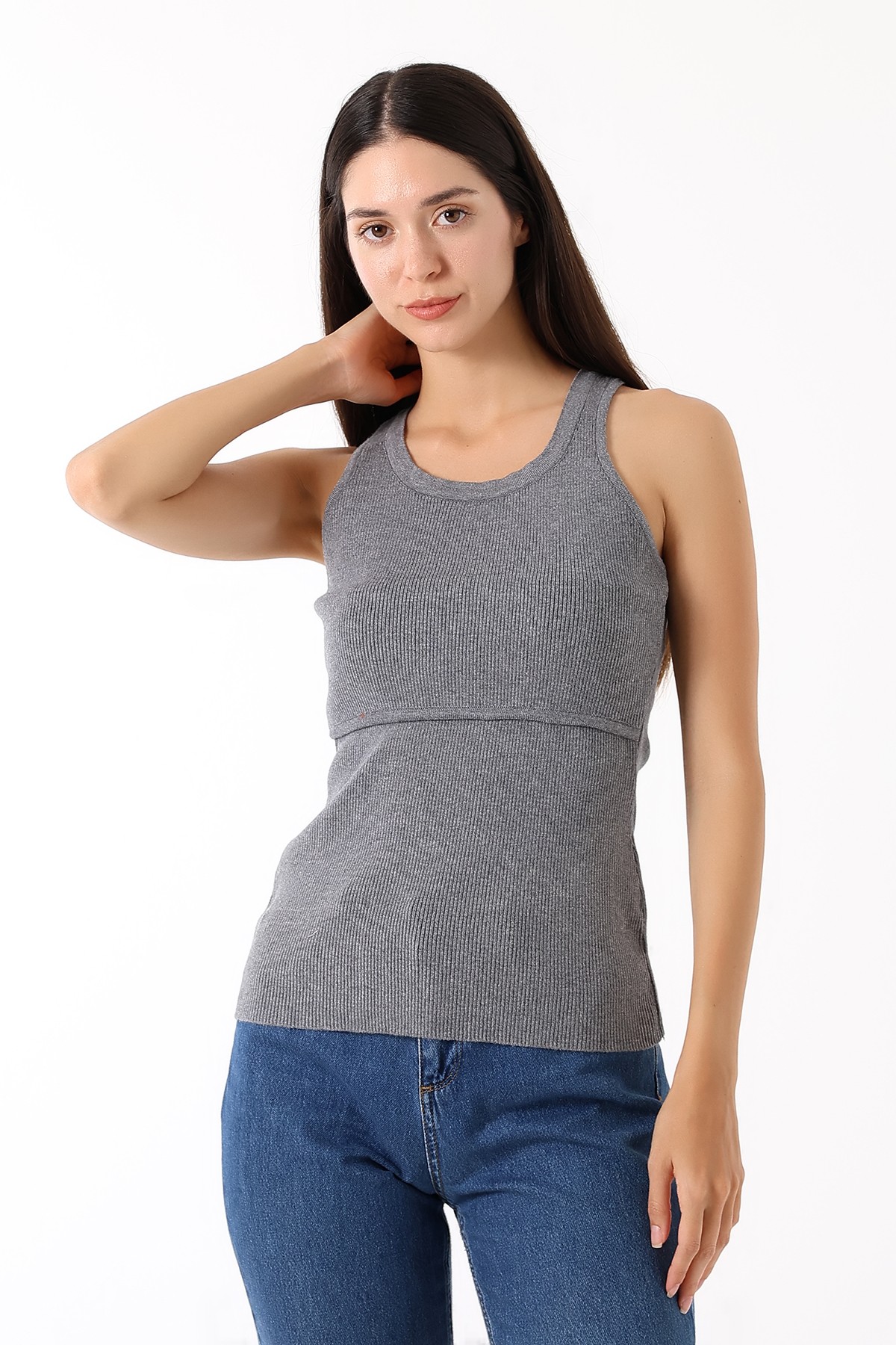 Nour Tank - Triko Emzirme Atlet / Gri