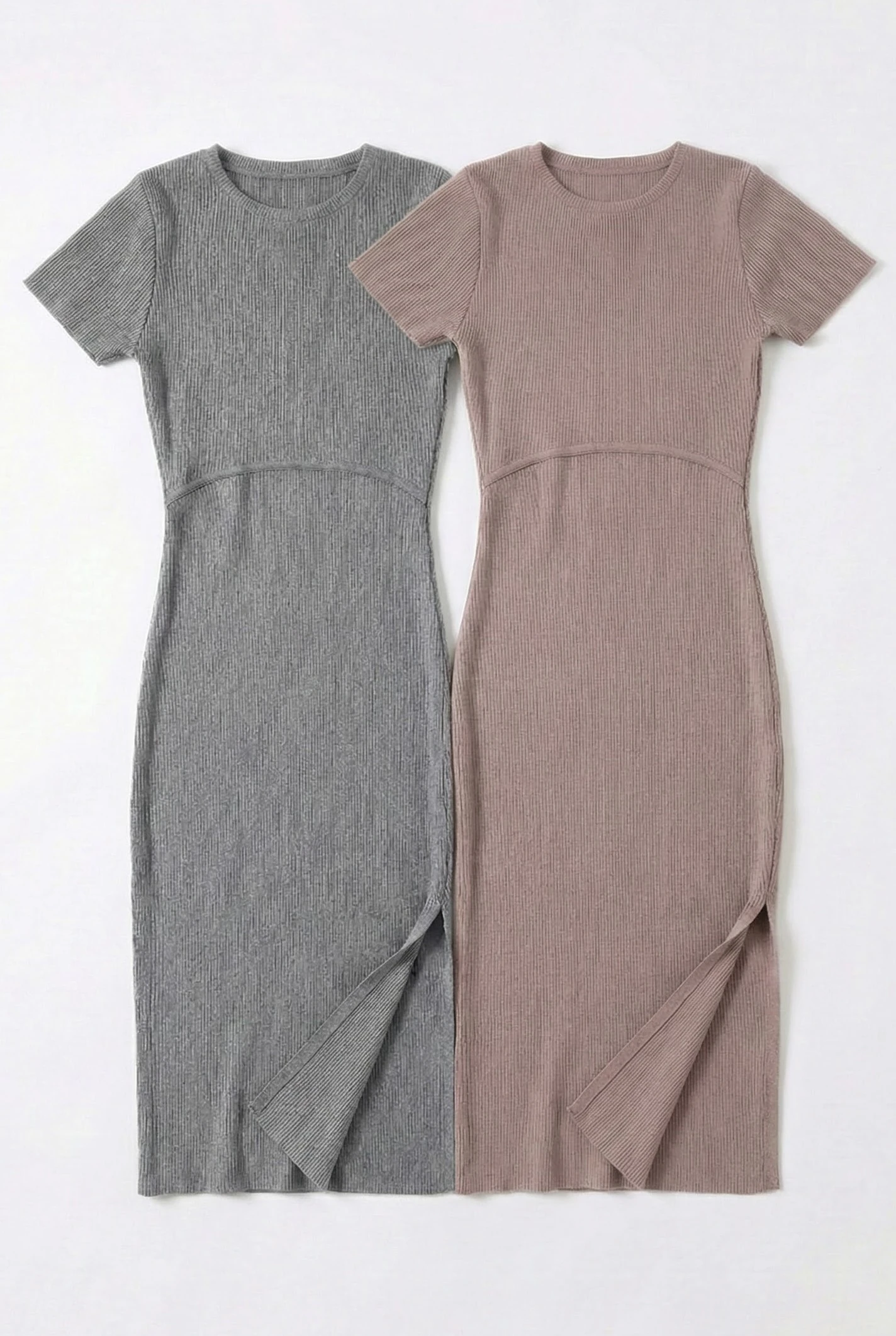 2'li Triko Emzirme Özellikli Elbise Pembe & Gri