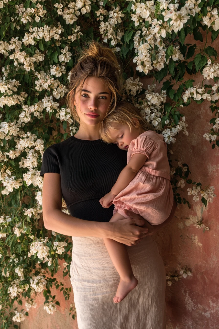 2'li Triko Emzirme Özellikli T-shirt - Pembe & Siyah