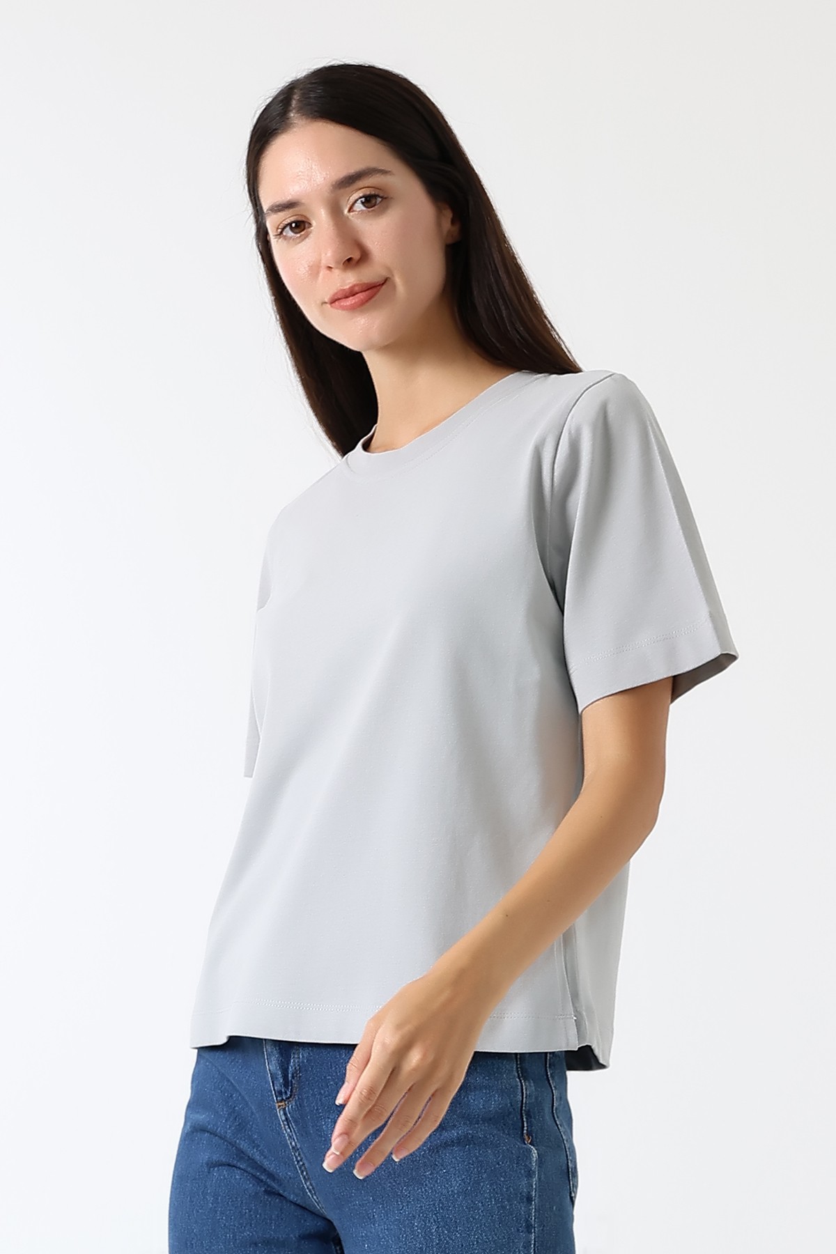 Croise Tee – Overlap Emzirme T-Shirt / Buz Gri