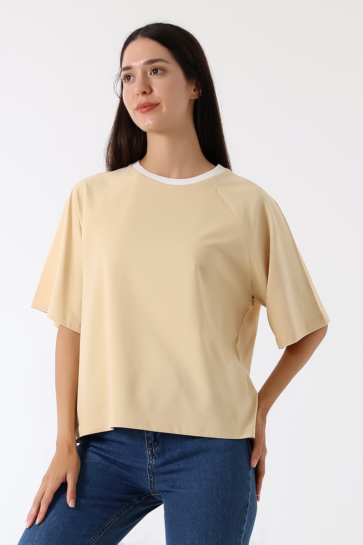 Zippe Raglan Tee – Fermuarlı Emzirme T-Shirt / Butter Yellow
