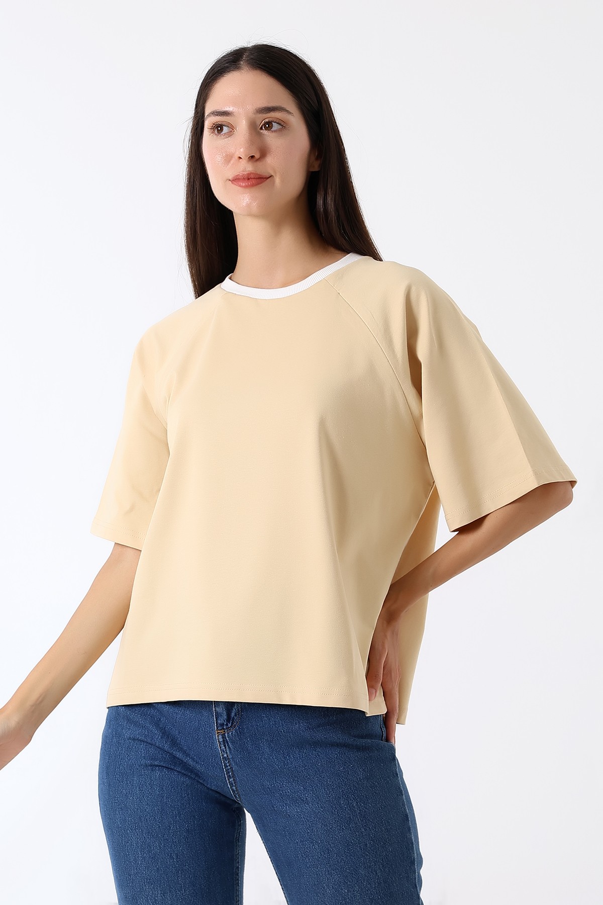 Zippe Raglan Tee – Fermuarlı Emzirme T-Shirt / Butter Yellow