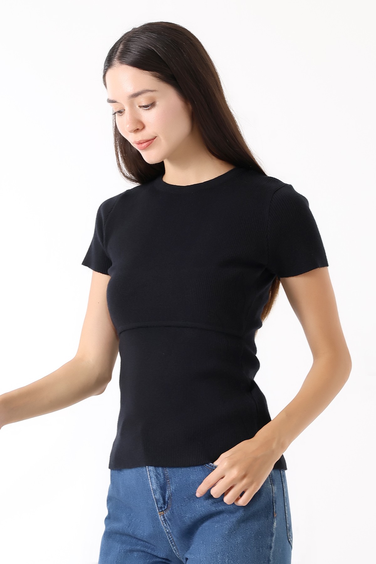Nour Tee – Triko Emzirme T-Shirt / Siyah