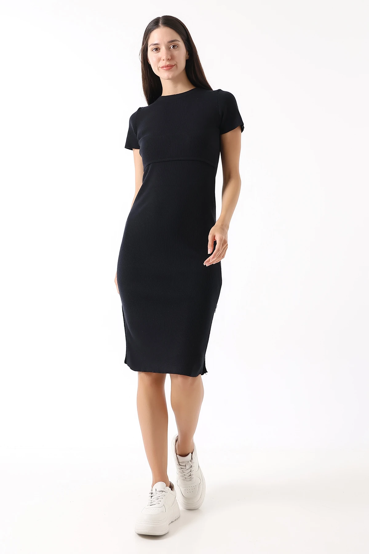 2'li Triko Emzirme Özellikli Elbise Pembe & Siyah