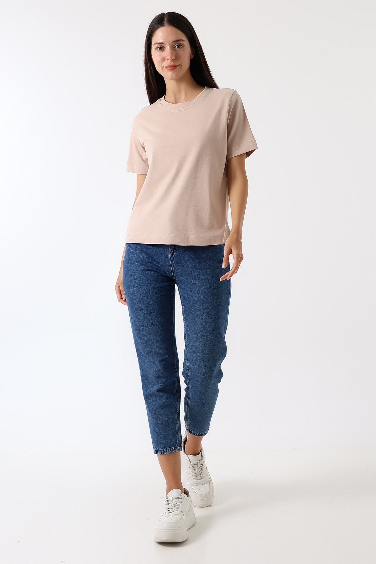 Croise Tee – Overlap Emzirme T-Shirt / Pudra Bej