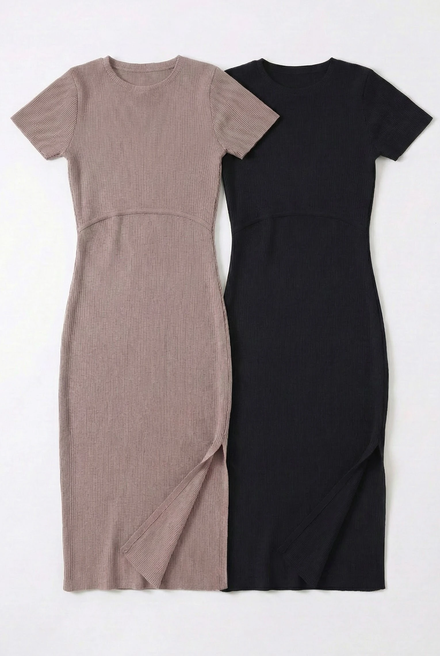 2'li Triko Emzirme Özellikli Elbise Pembe & Siyah