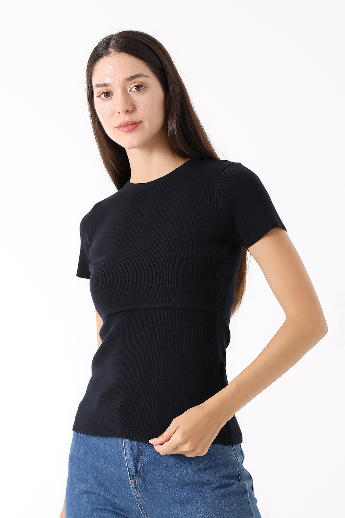 Nour Tee – Triko Emzirme T-Shirt / Siyah
