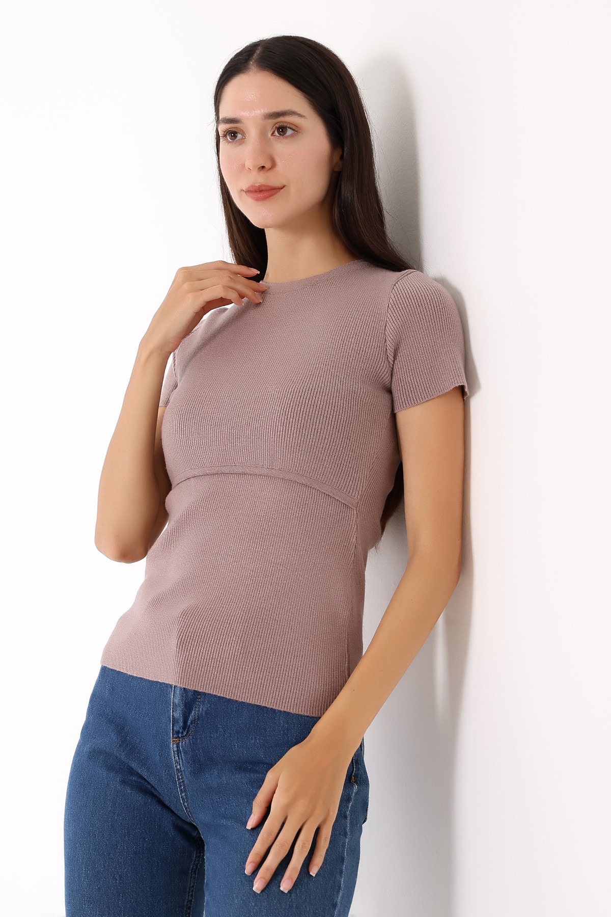Nour Tee – Triko Emzirme T-Shirt / Gül Kurusu