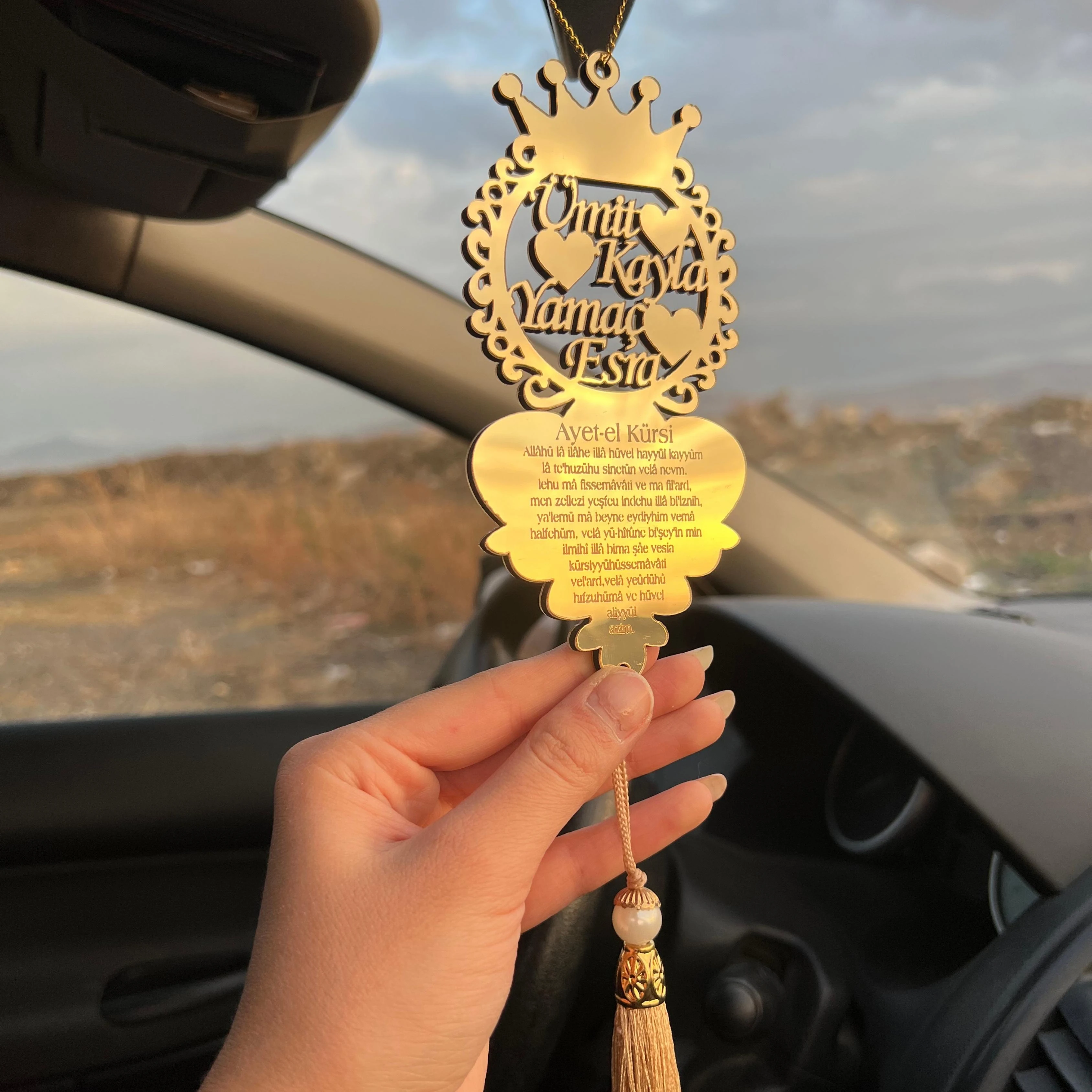 Kişiye Özel Dualı Pleksi Araba Süsü