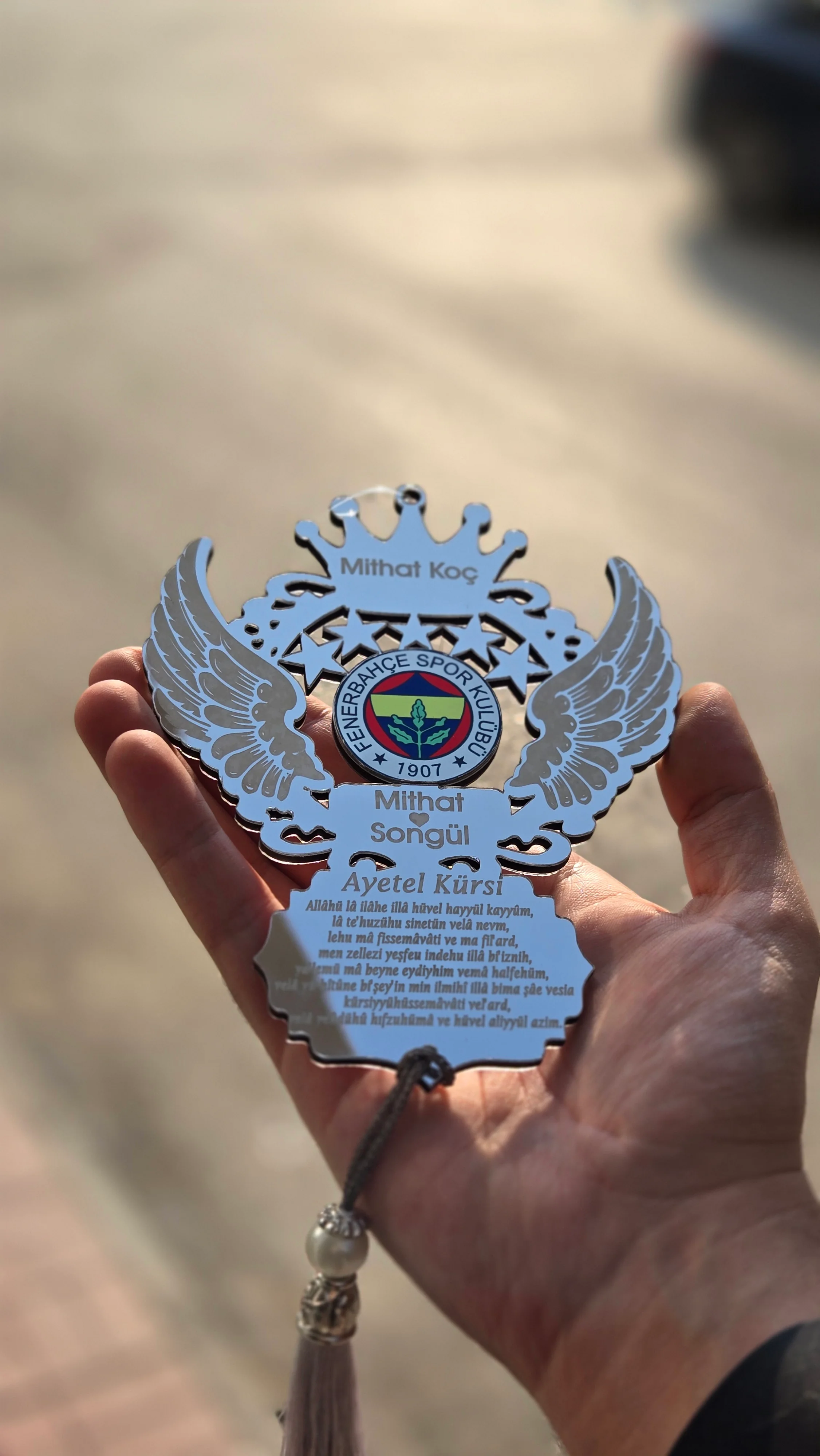 Kişiye Özel Kanatlı Taraftar Dualı Pleksi Araba Süsü