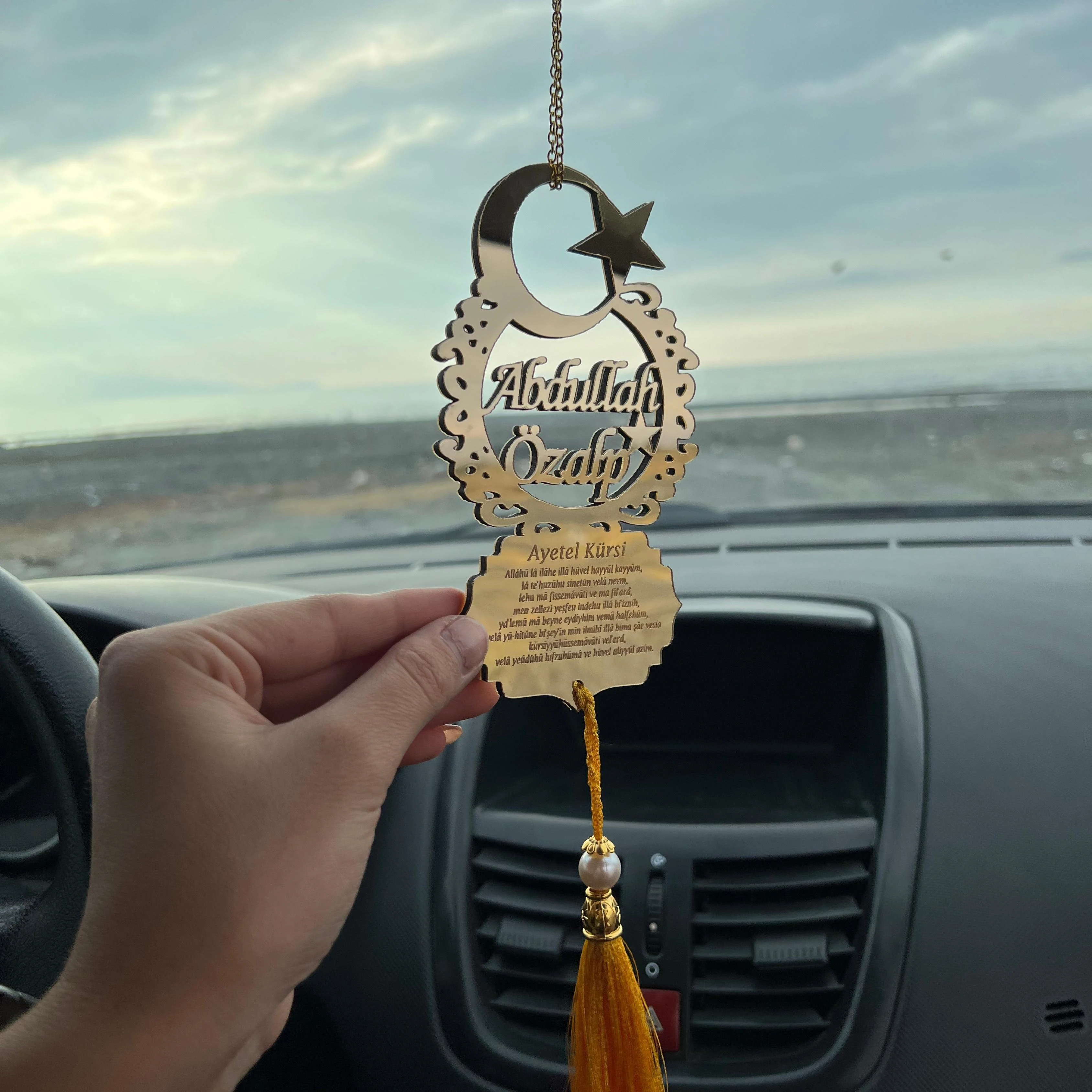 Kişiye Özel Ay Yıldız Model Pleksi Araba Süsü