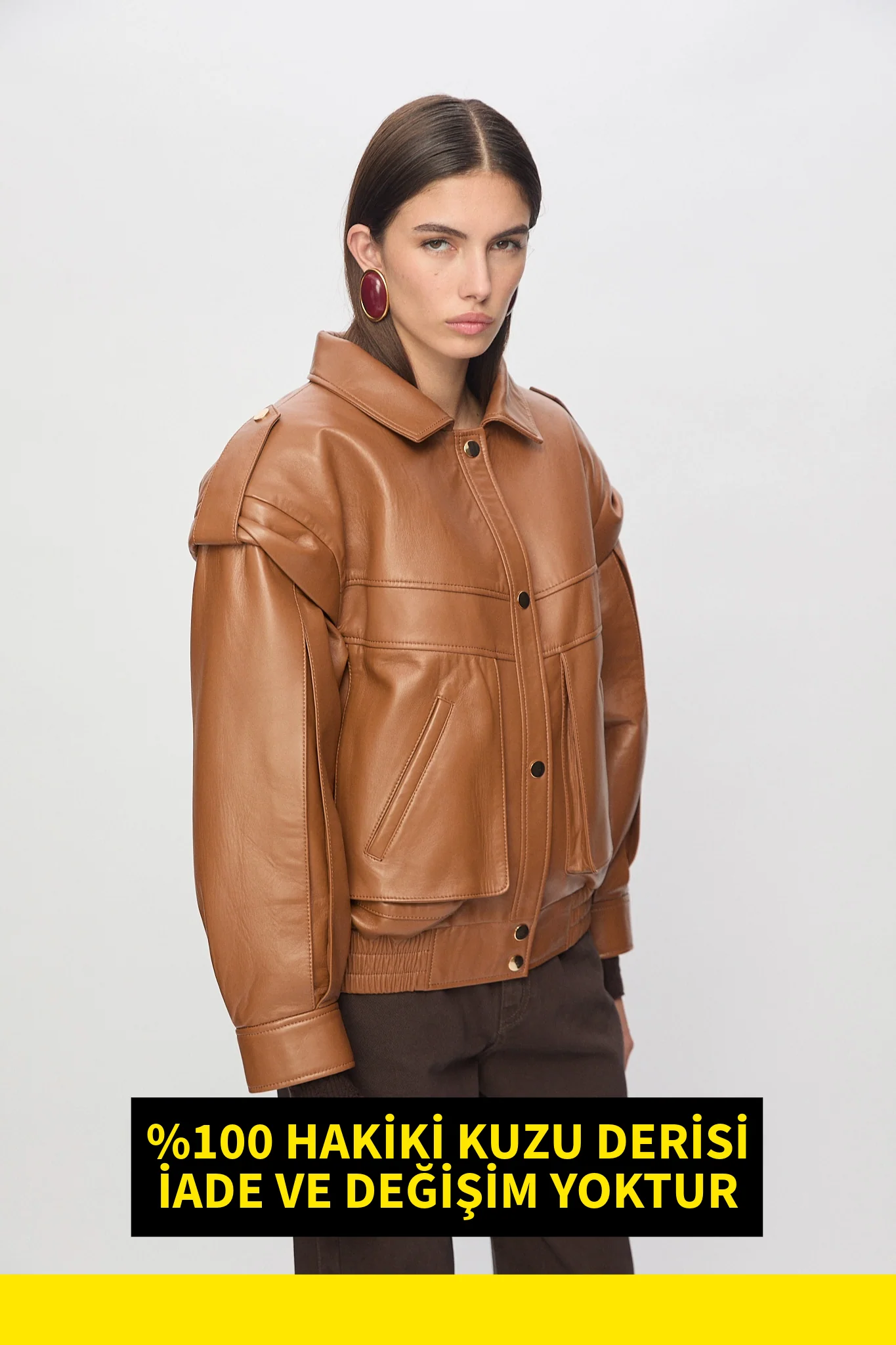 CHER Deri Ceket - Camel