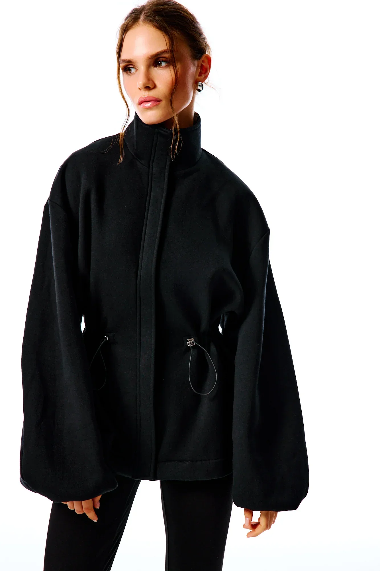 SELINA Fermuarlı Sweatshirt - Siyah