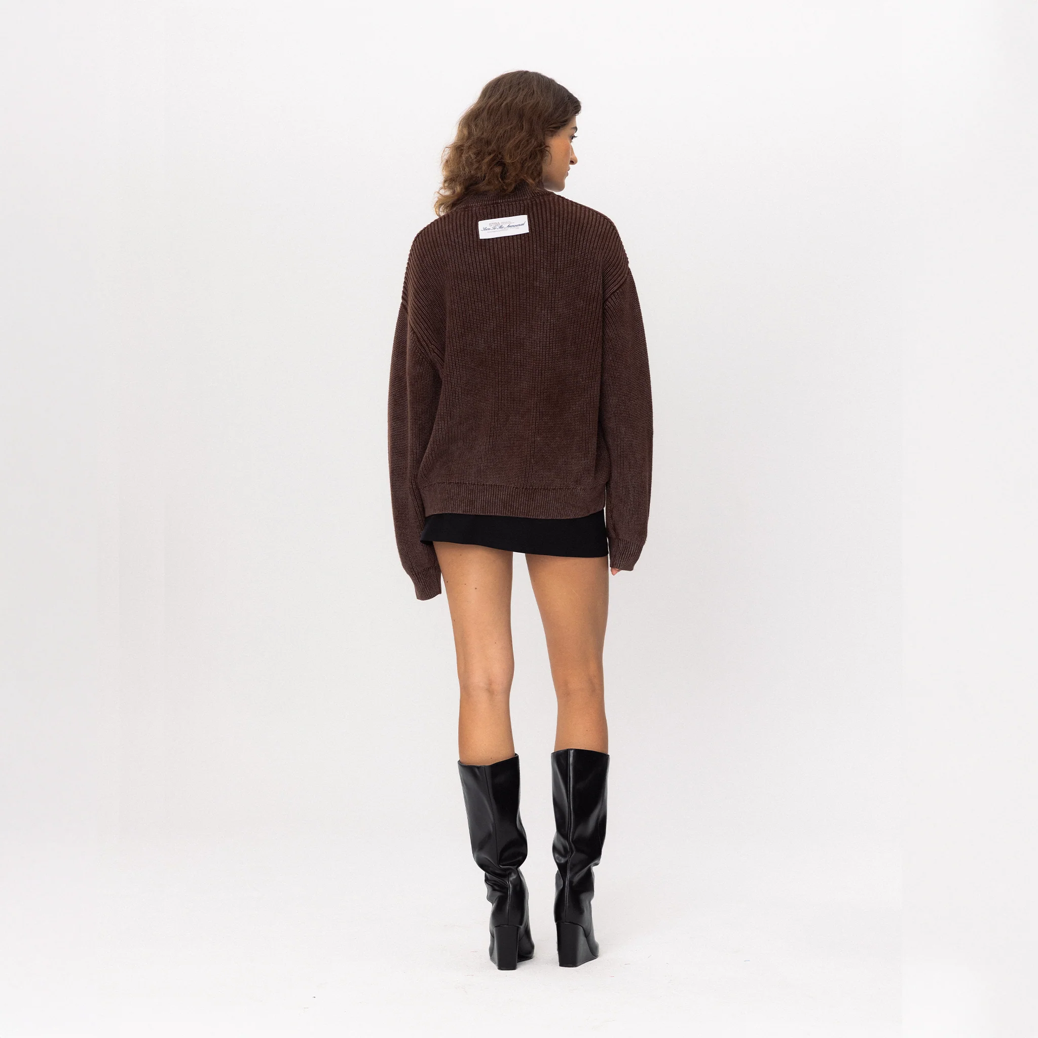 STBA Fermuarlı Triko Kazak - Kahverengi