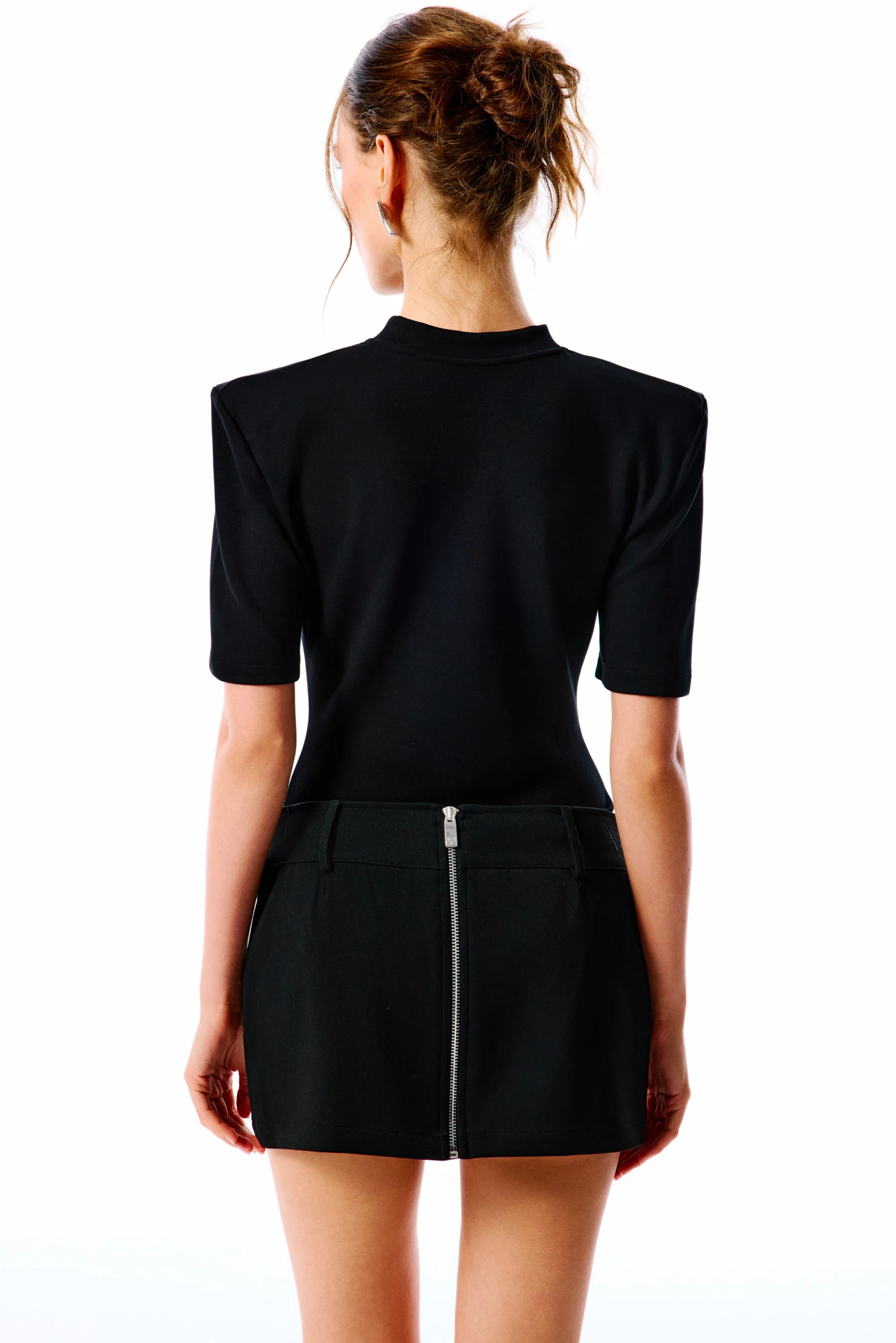 COLETTE V Yaka Bodysuit - Siyah