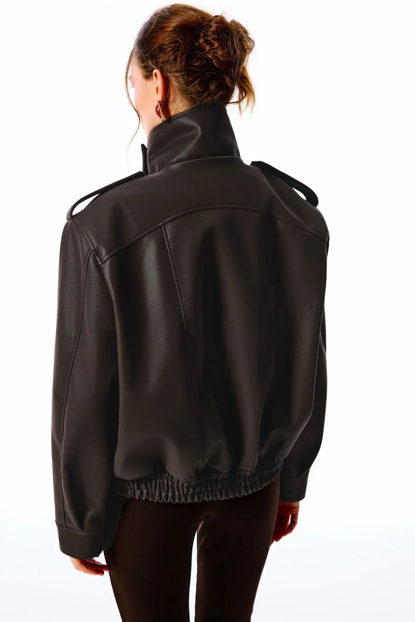 ARINA Süet Görünümlü Deri Ceket - Kahverengi