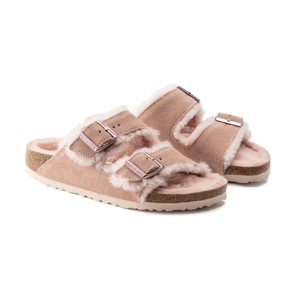 Arizona Süet Deri Shearling Açık Pembe Terlik