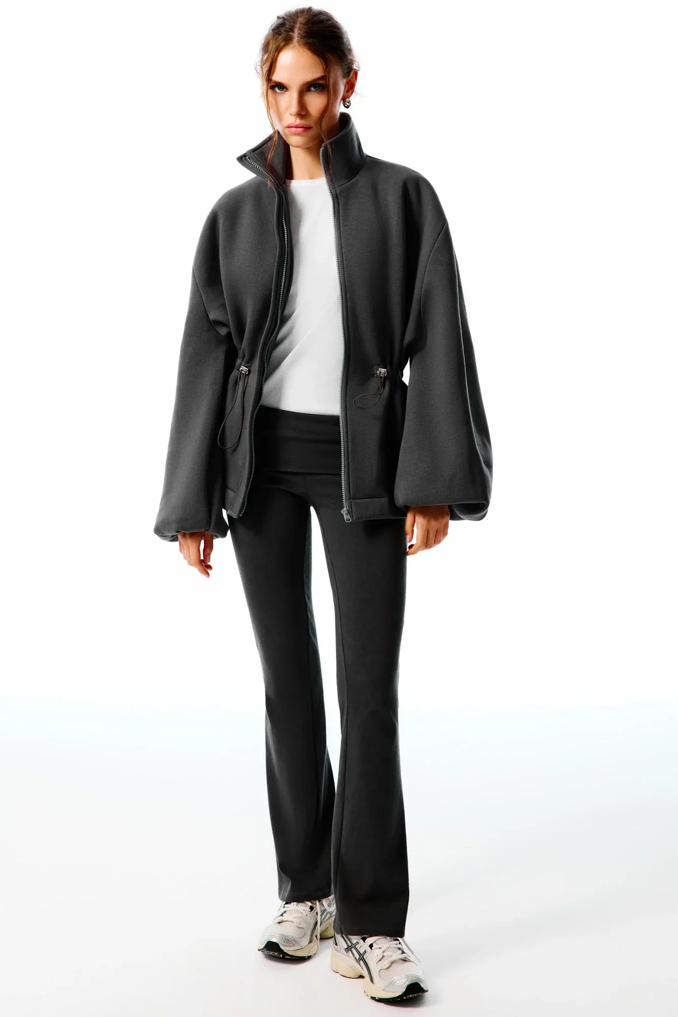 SELINA Fermuarlı Sweatshirt - Gri