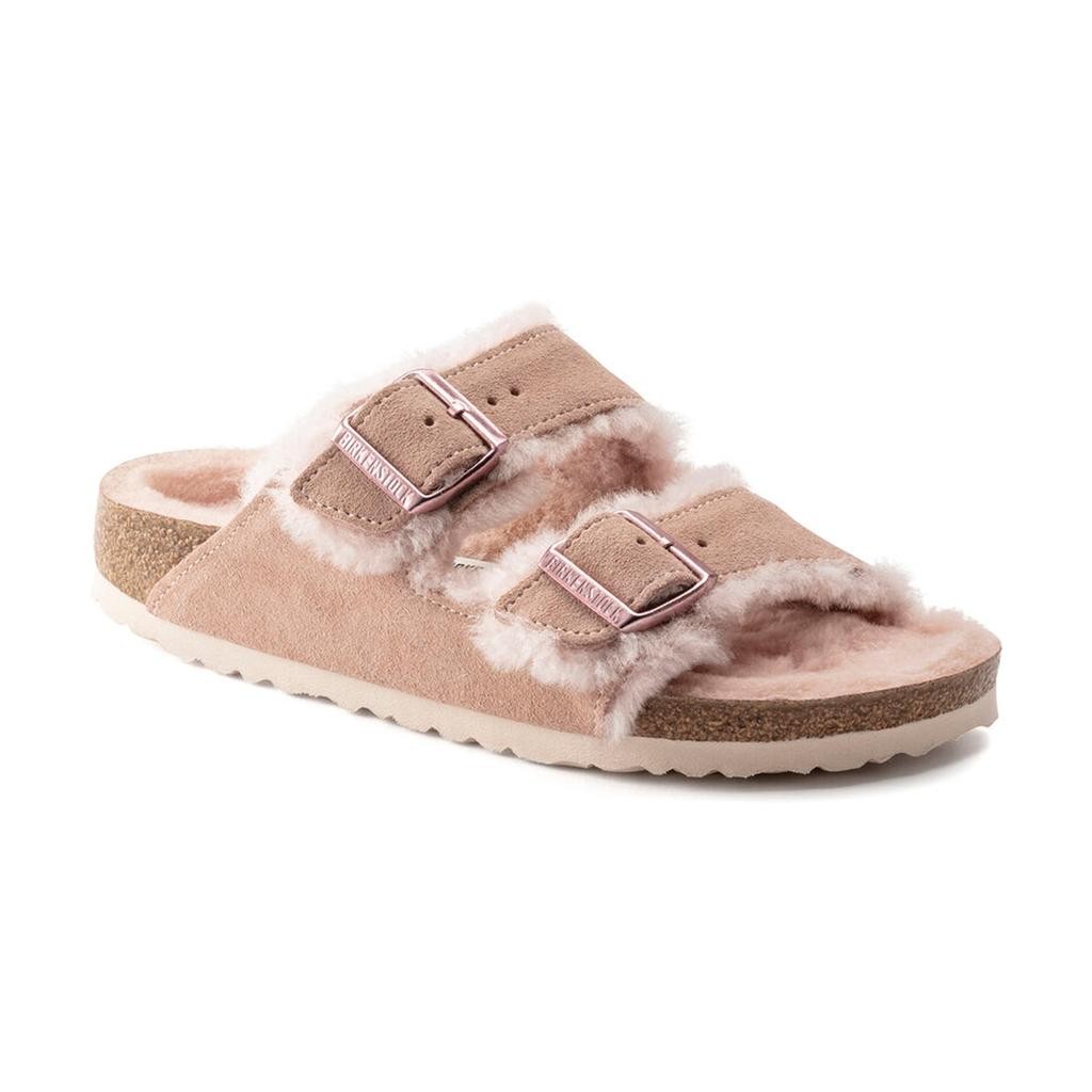 Arizona Süet Deri Shearling Açık Pembe Terlik