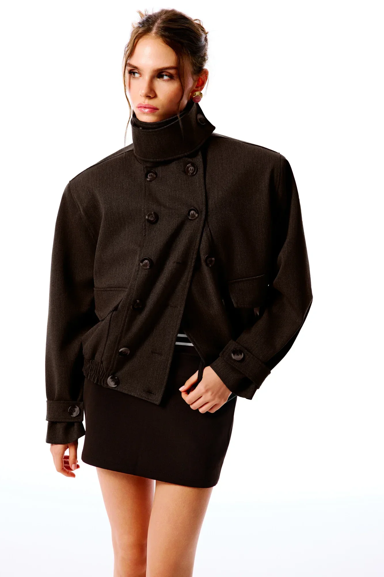 MARA Dik Yaka Bomber Ceket - Kahverengi