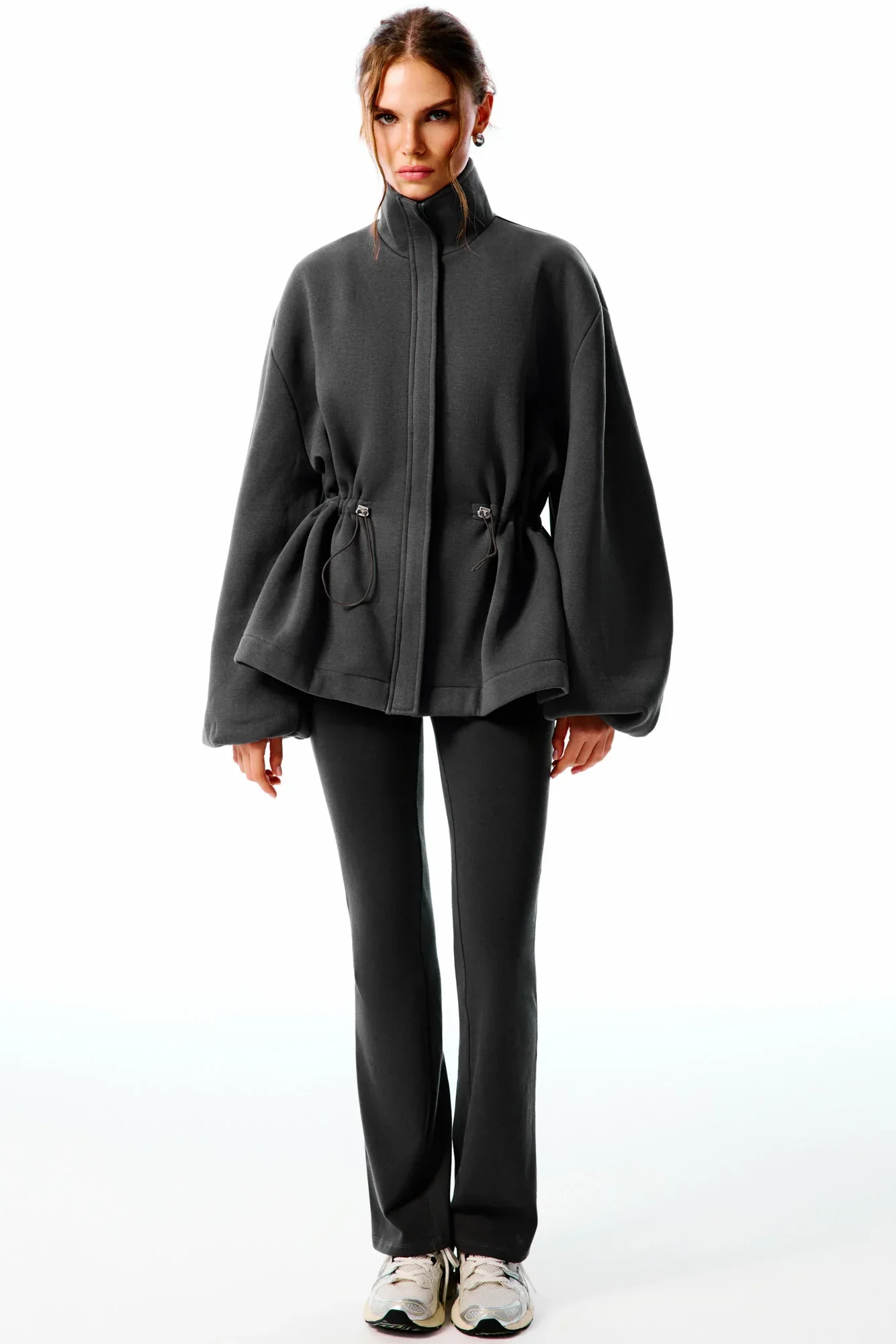 SELINA Fermuarlı Sweatshirt - Gri