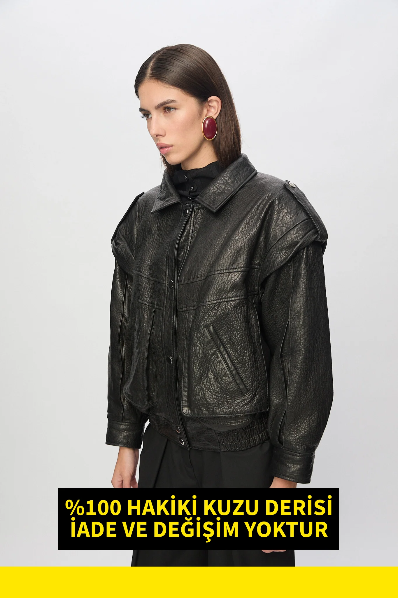 ISABELLE Deri Ceket - Siyah