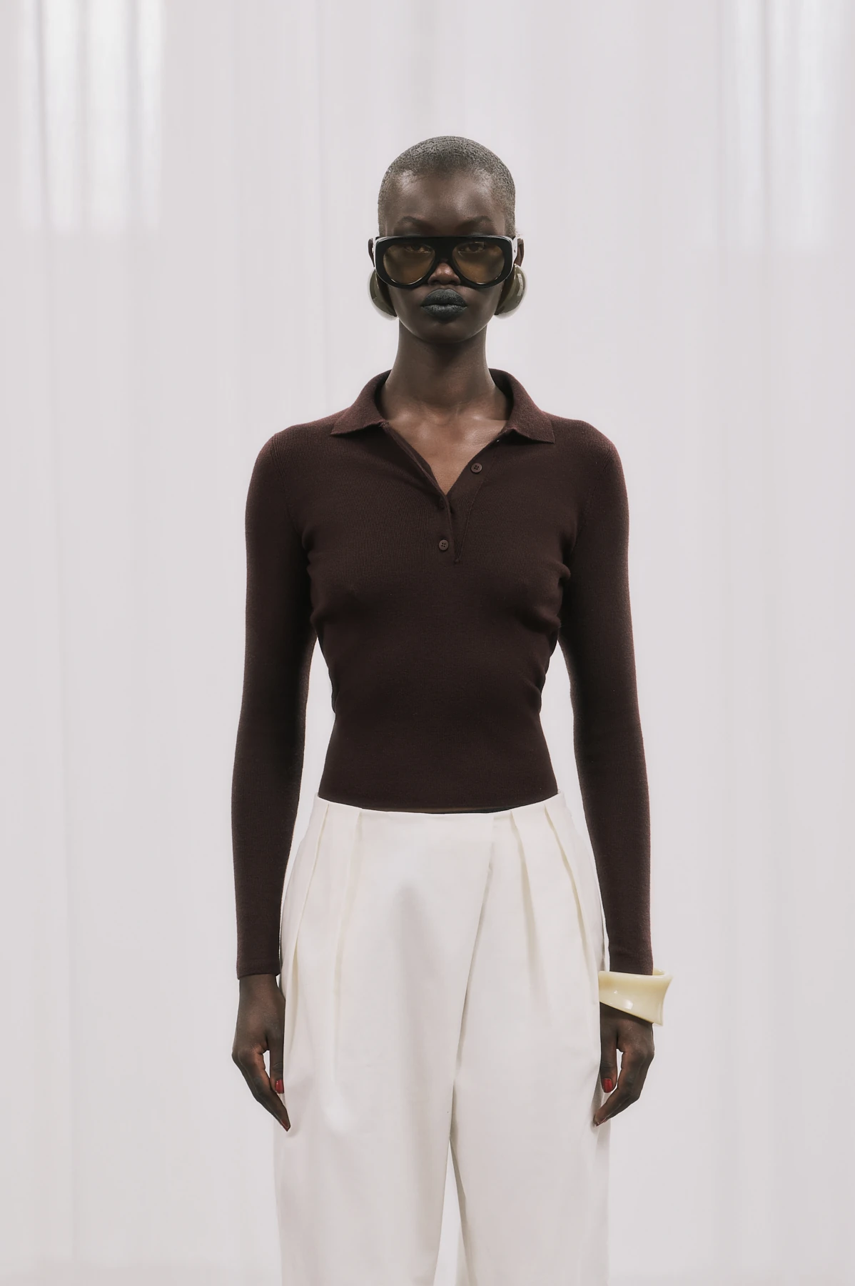 REVA Yakalı Triko - Kahverengi 