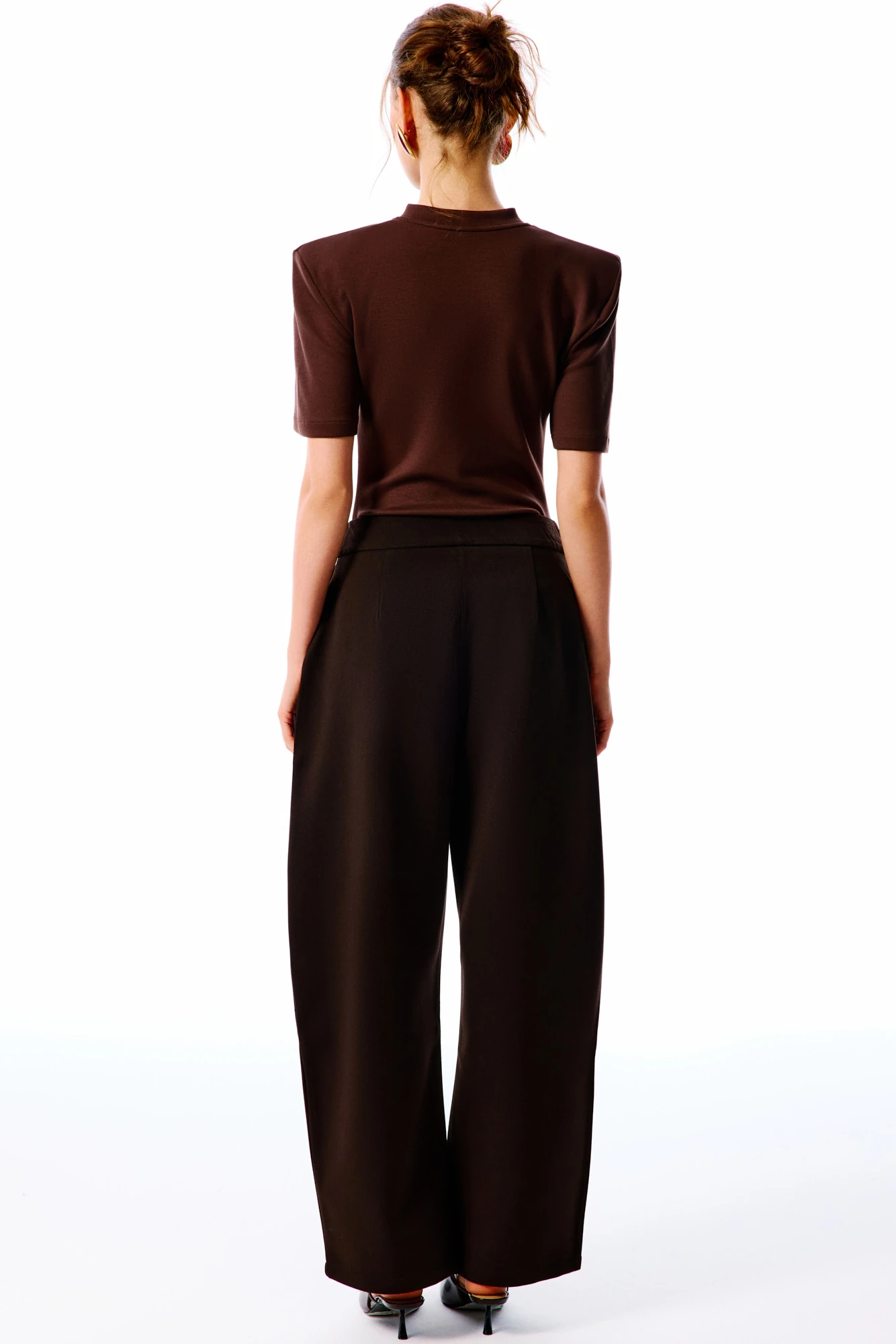 COLETTE V Yaka Bodysuit - Kahverengi