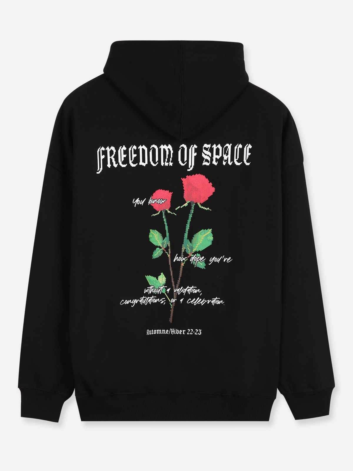 ROSE Hoodie - Siyah - Beyaz