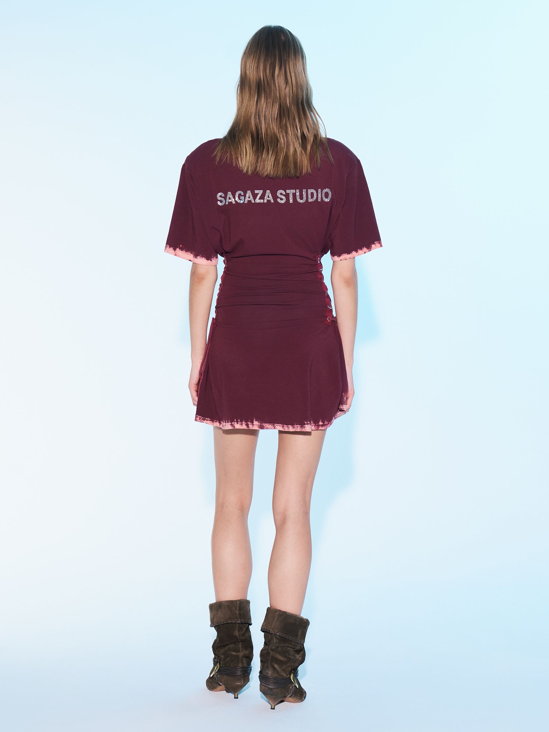 CLAUDIA Mini Elbise - Bordo