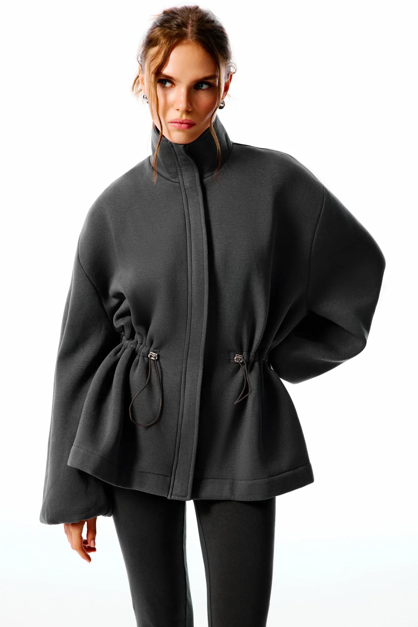 SELINA Fermuarlı Sweatshirt - Gri