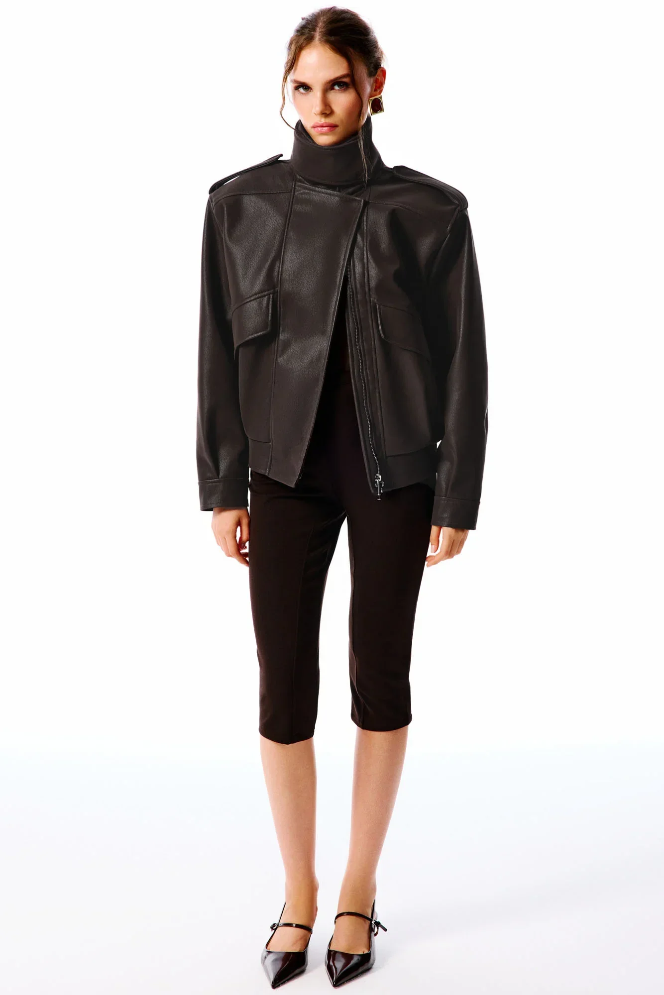 ARINA Süet Görünümlü Deri Ceket - Kahverengi