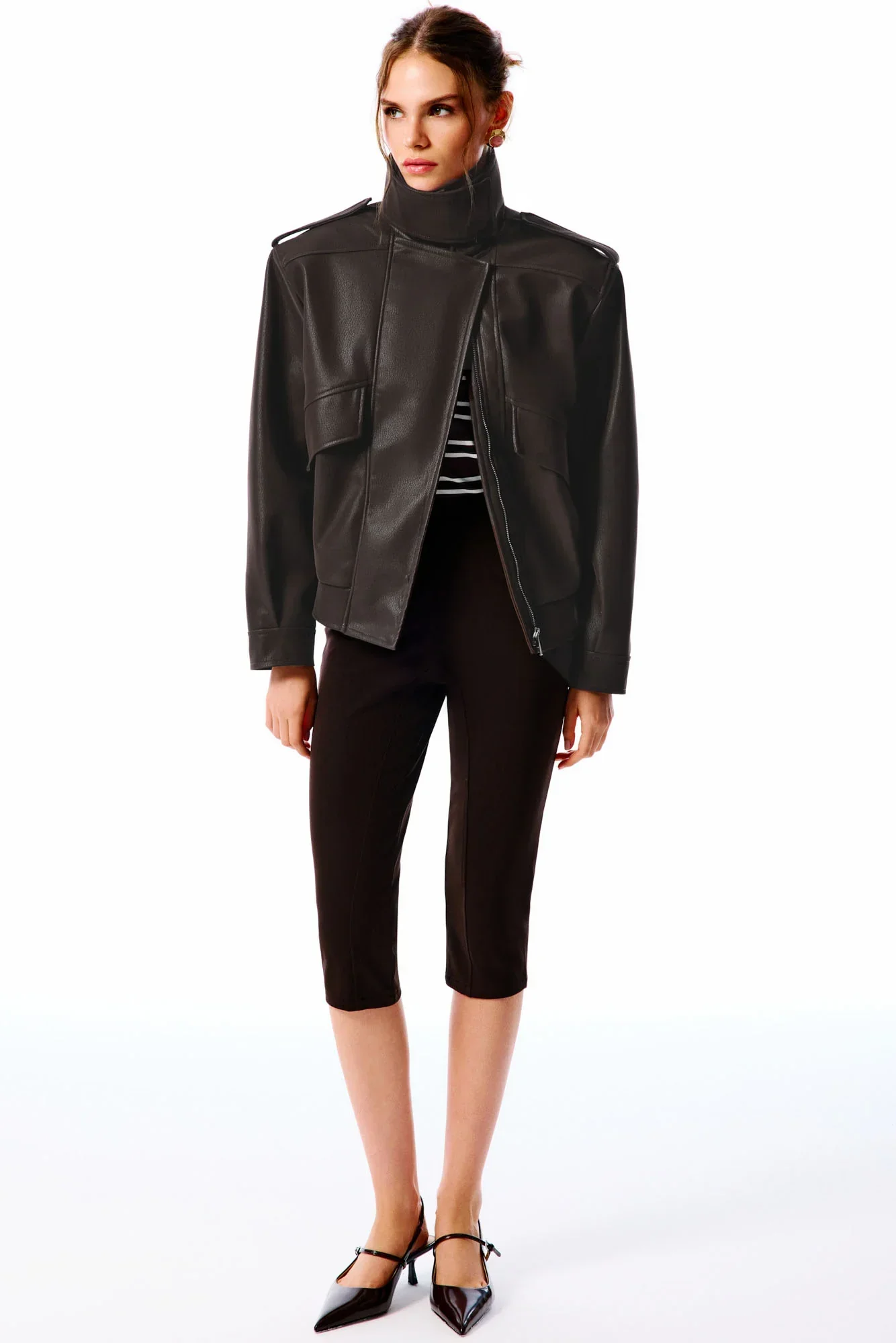 ARINA Süet Görünümlü Deri Ceket - Kahverengi