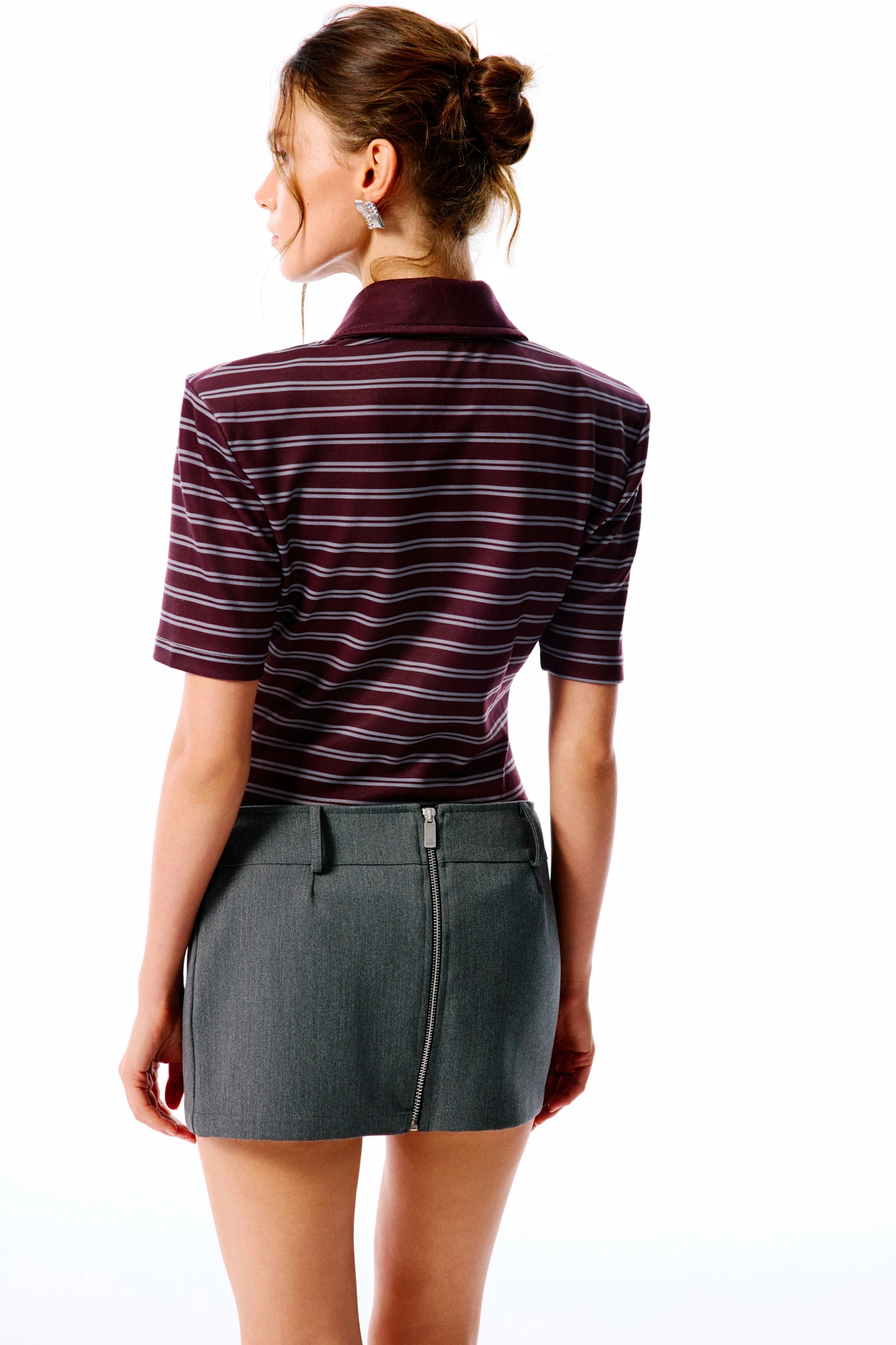 COLETTE Polo Yaka Bodysuit - Bordo