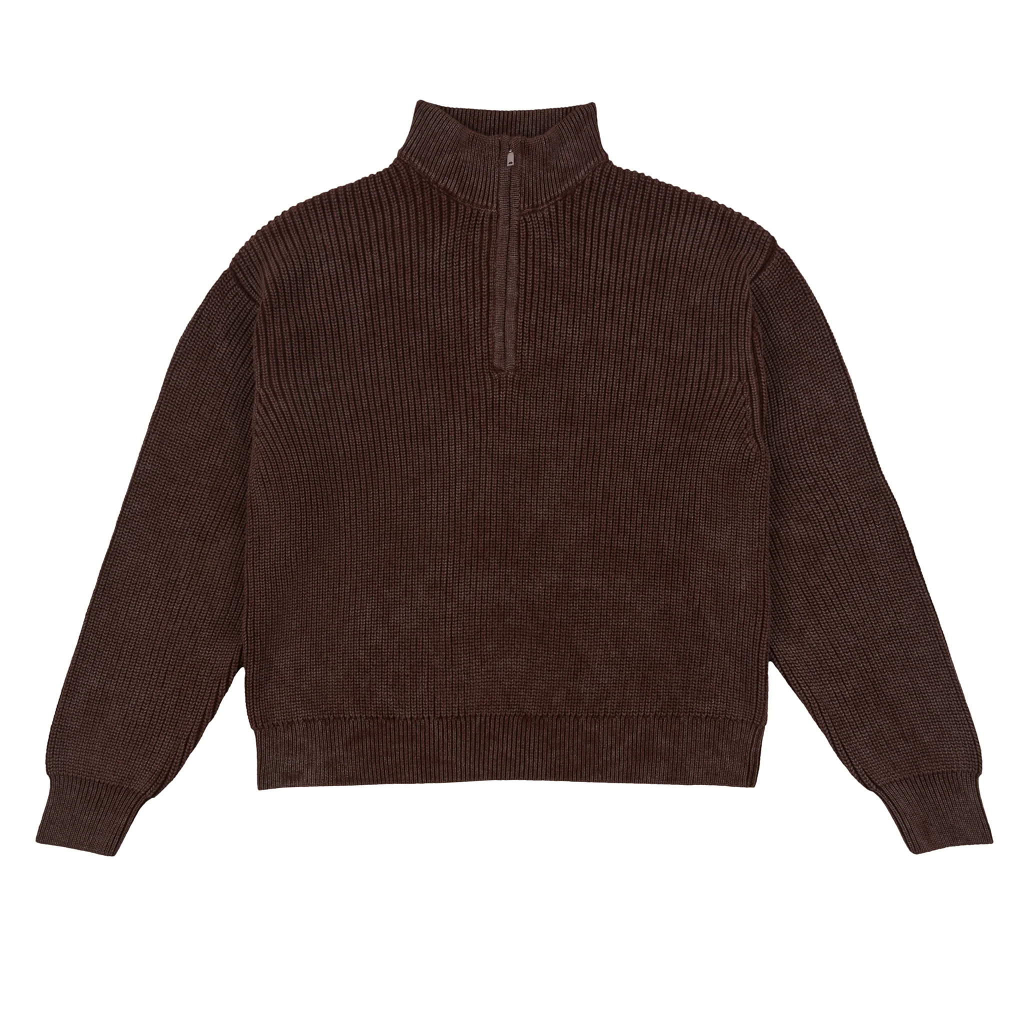 STBA Fermuarlı Triko Kazak - Kahverengi