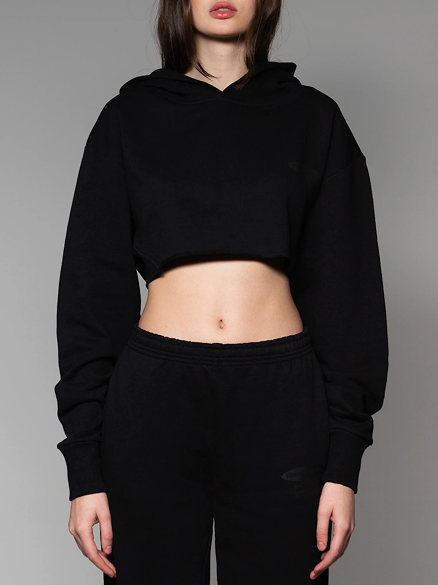 BLACK ON BLACK Crop Hoodie