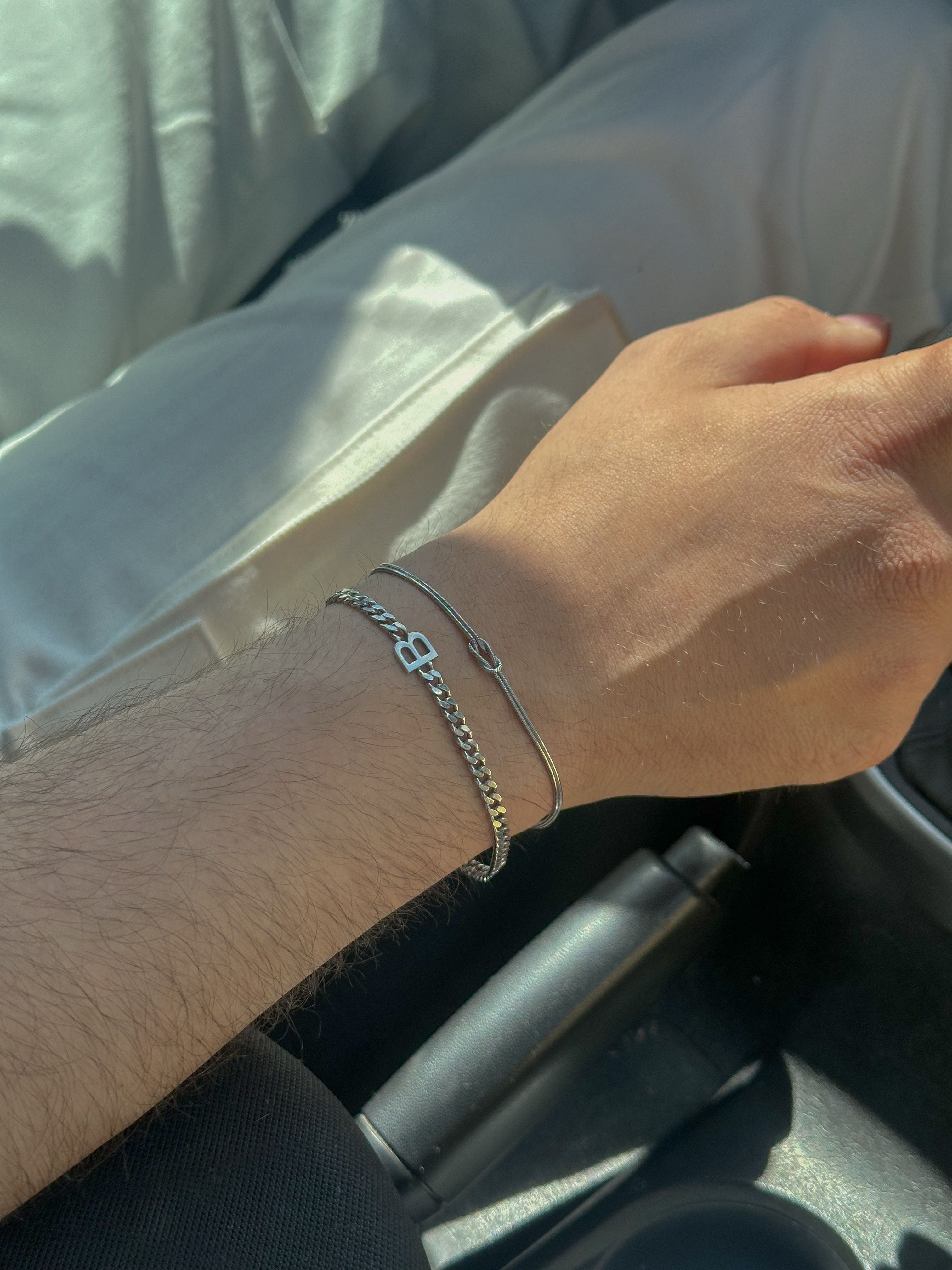 Kalın Zincirli Harf Bileklik - 925 Ayar Gümüş
