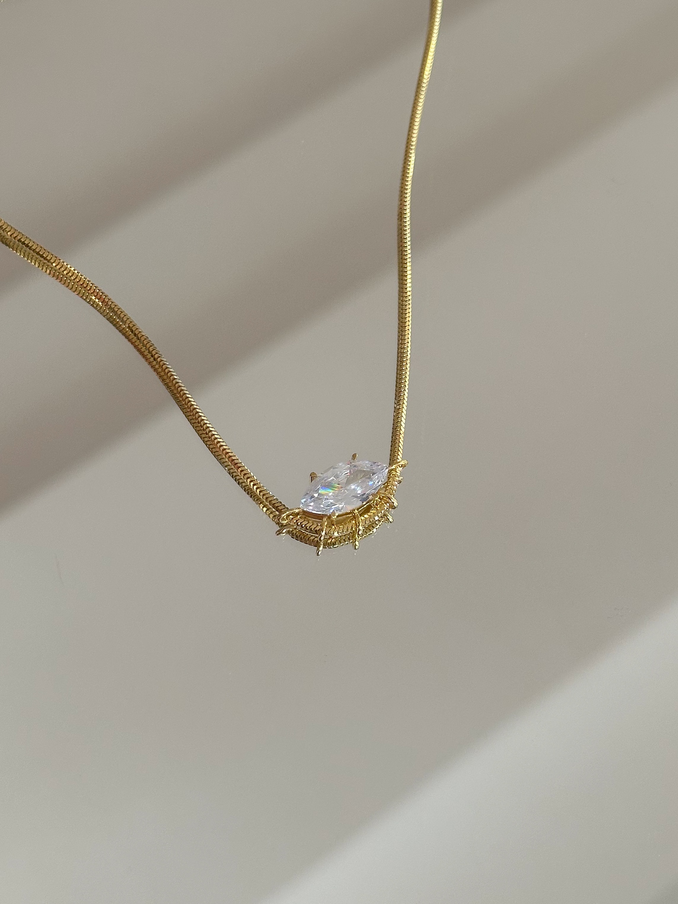 Oval Taşlı Kolye - 925 Ayar Gümüş