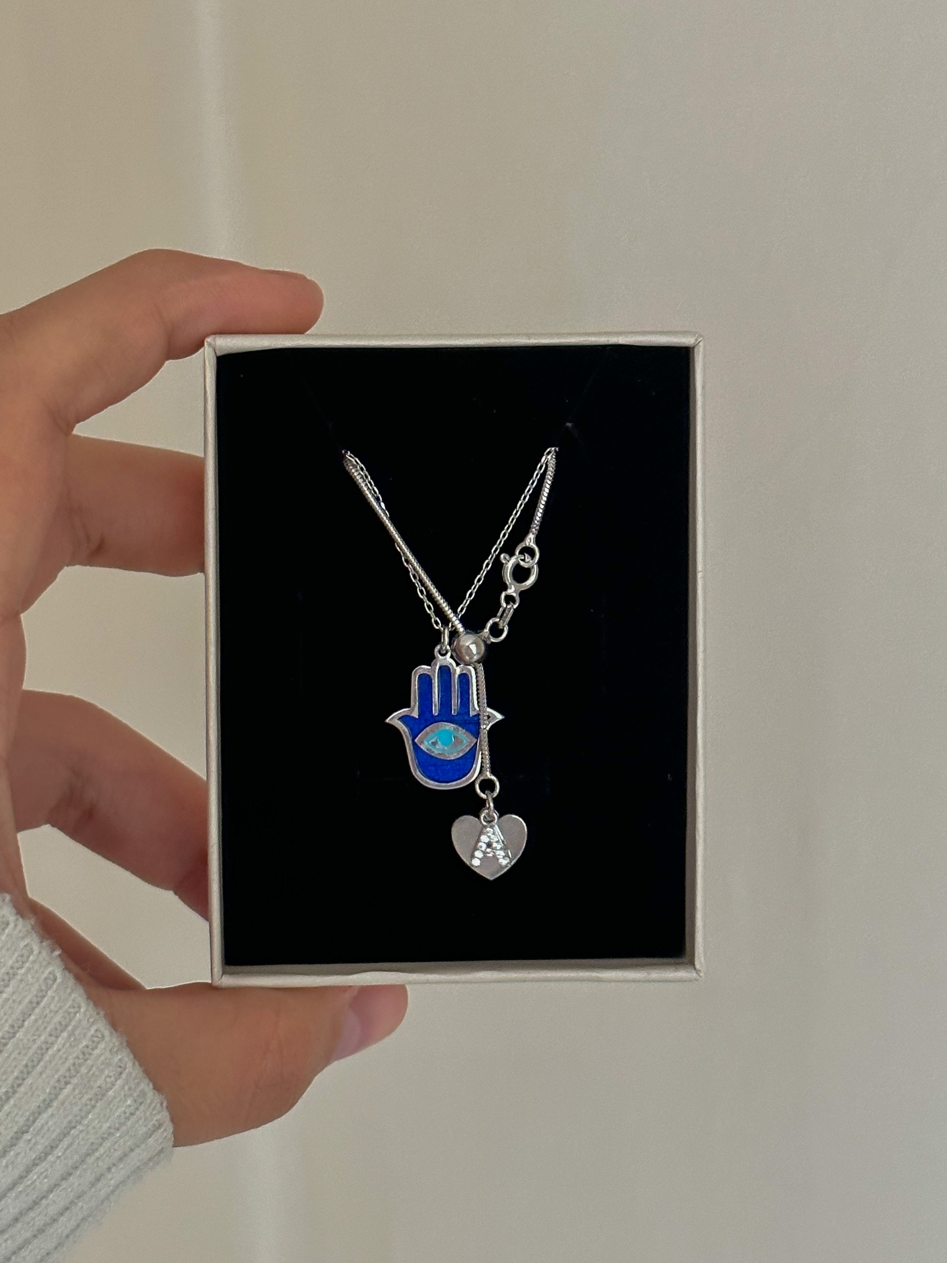 Renkli Fatma Ana Eli Kolye - 925 Ayar Gümüş