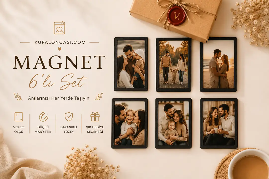 6'lı Mini Dikdörtgen Çerçeve Magnet Seti