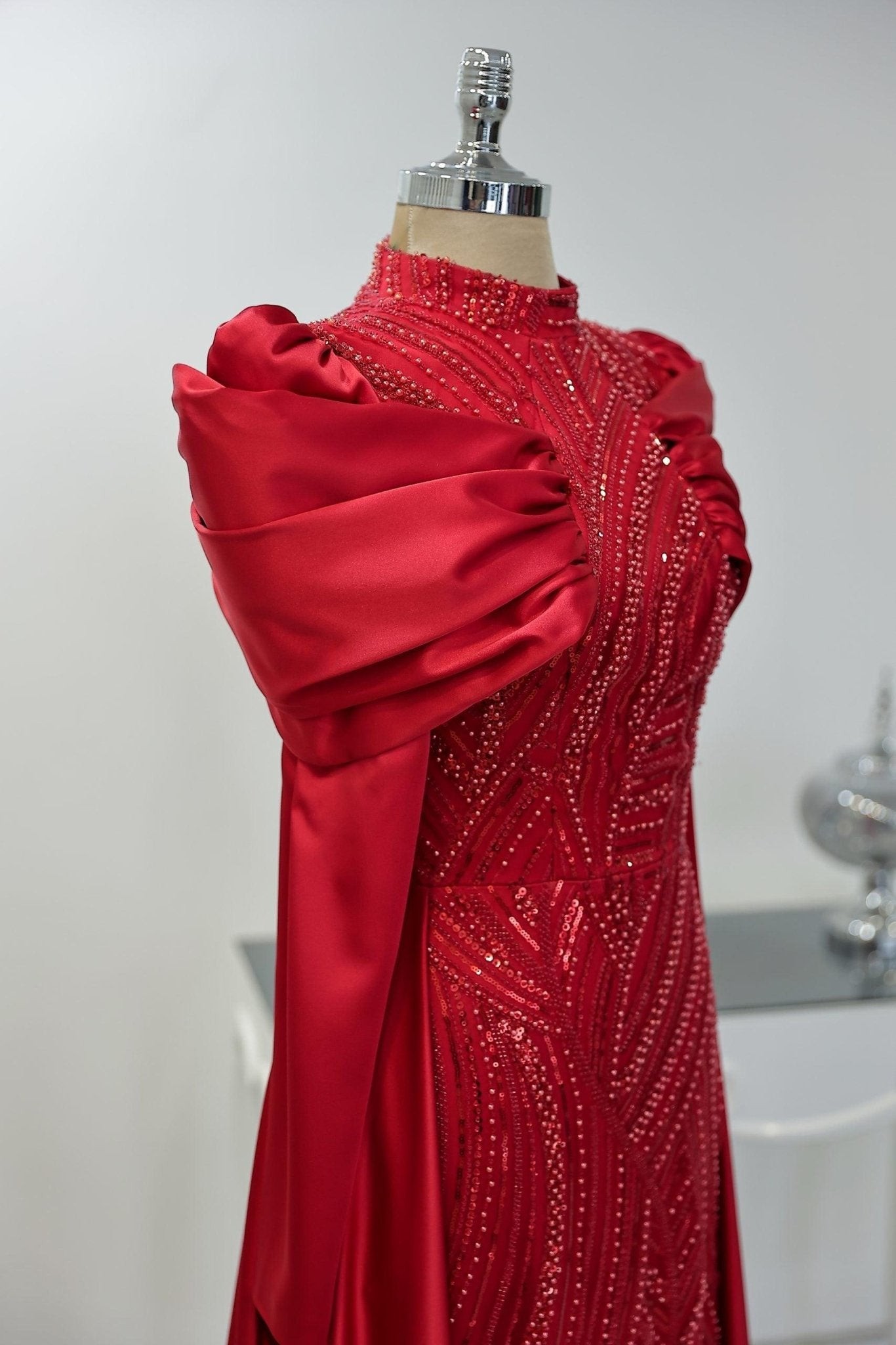 Lidya Hijab Evening Dress - Red