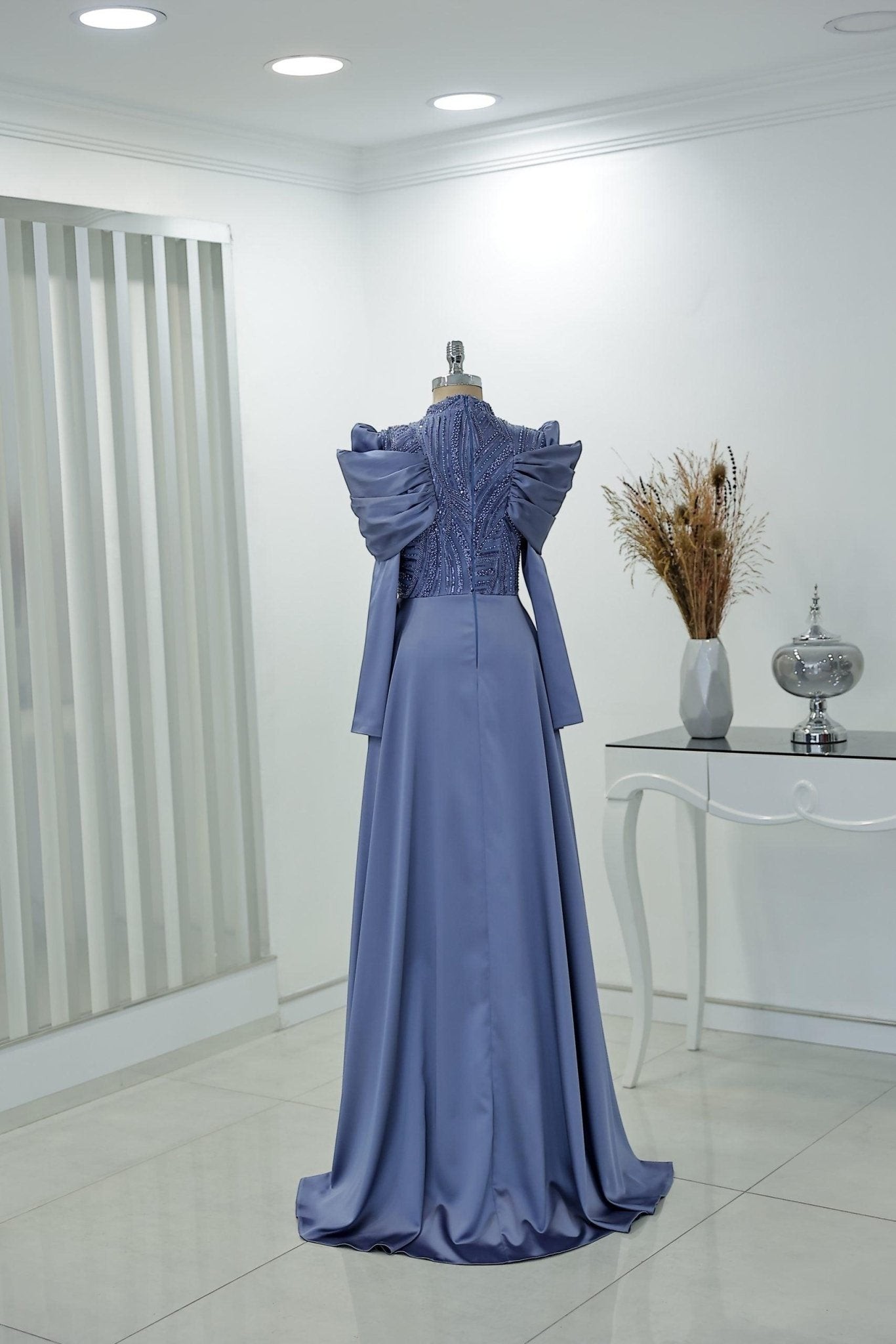Lidya Hijab Evening Dress - Indigo