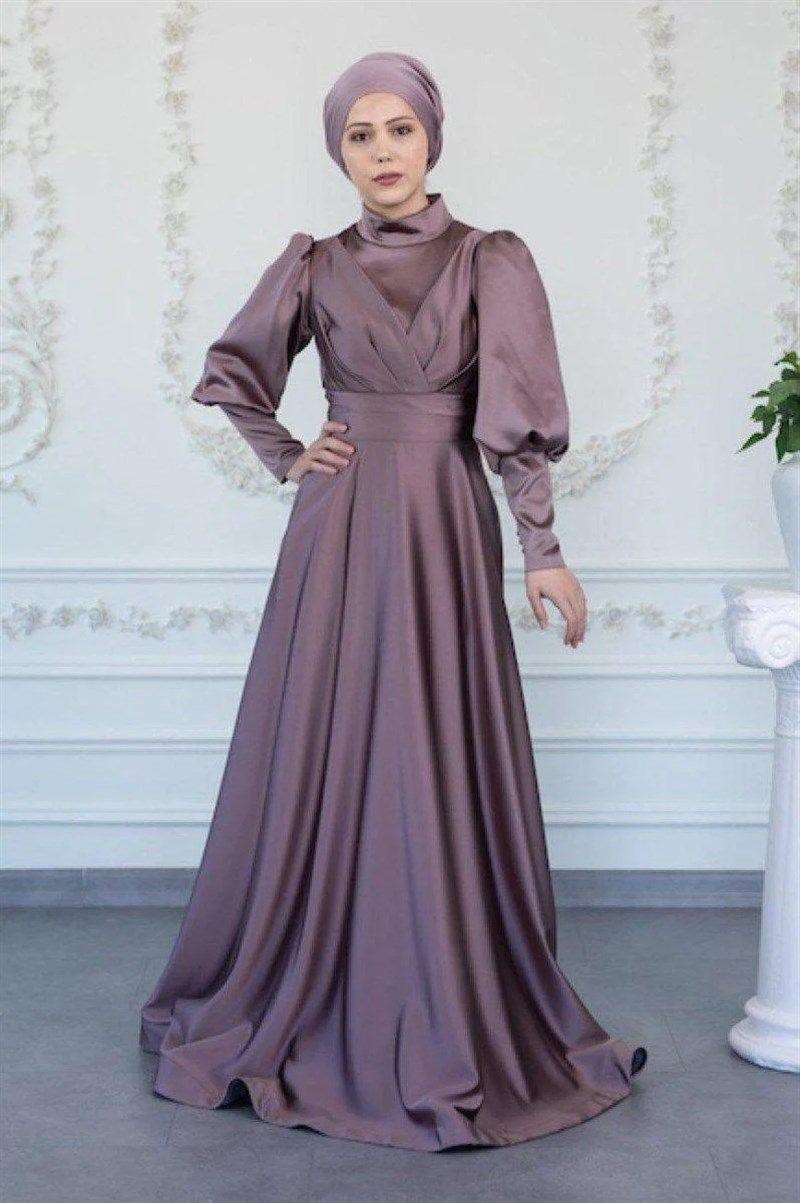 Anemon Hijab Evening Dress - Mink