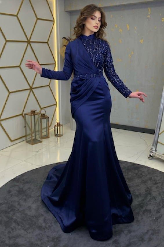 Sufa Hijab Abendkleid – Marineblau