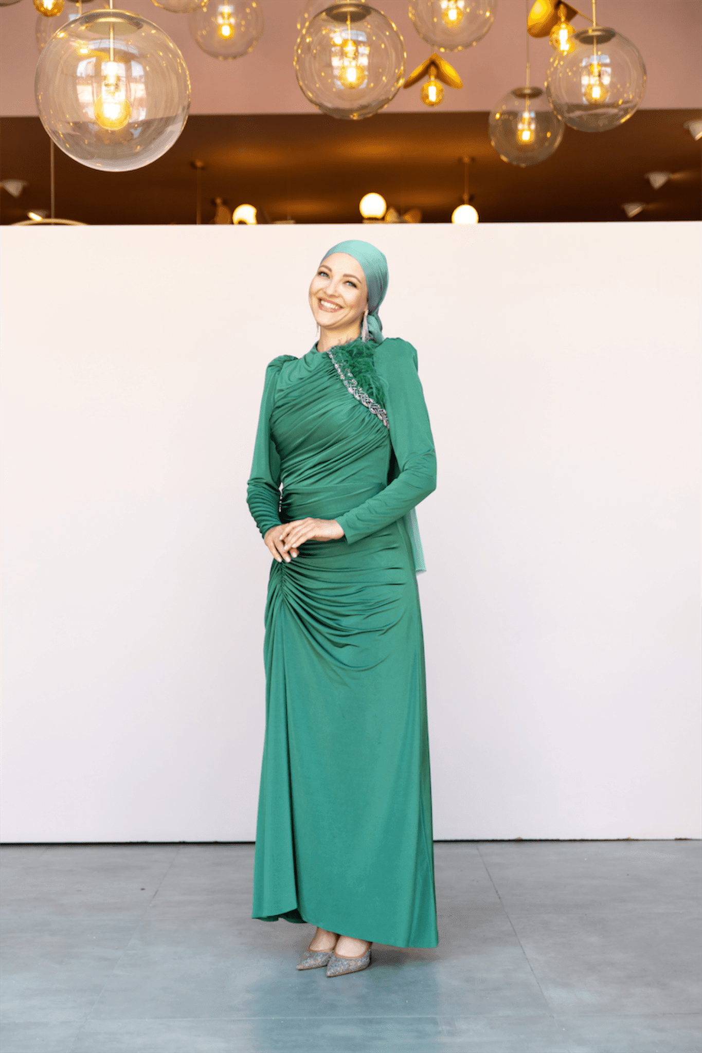 Setri Hijab Evening Dress - Green