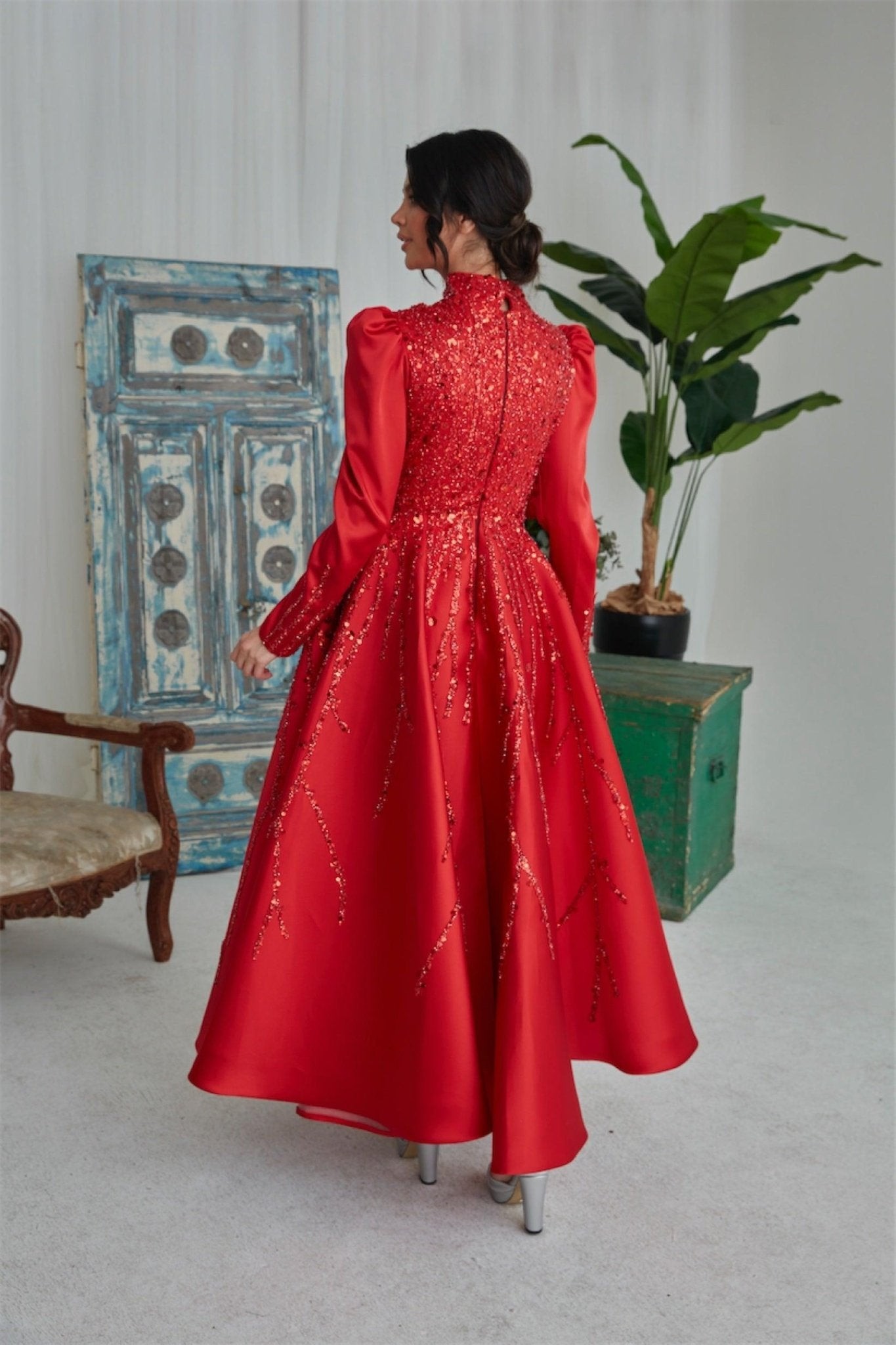 Nadia Hijab Abendkleid – Rot
