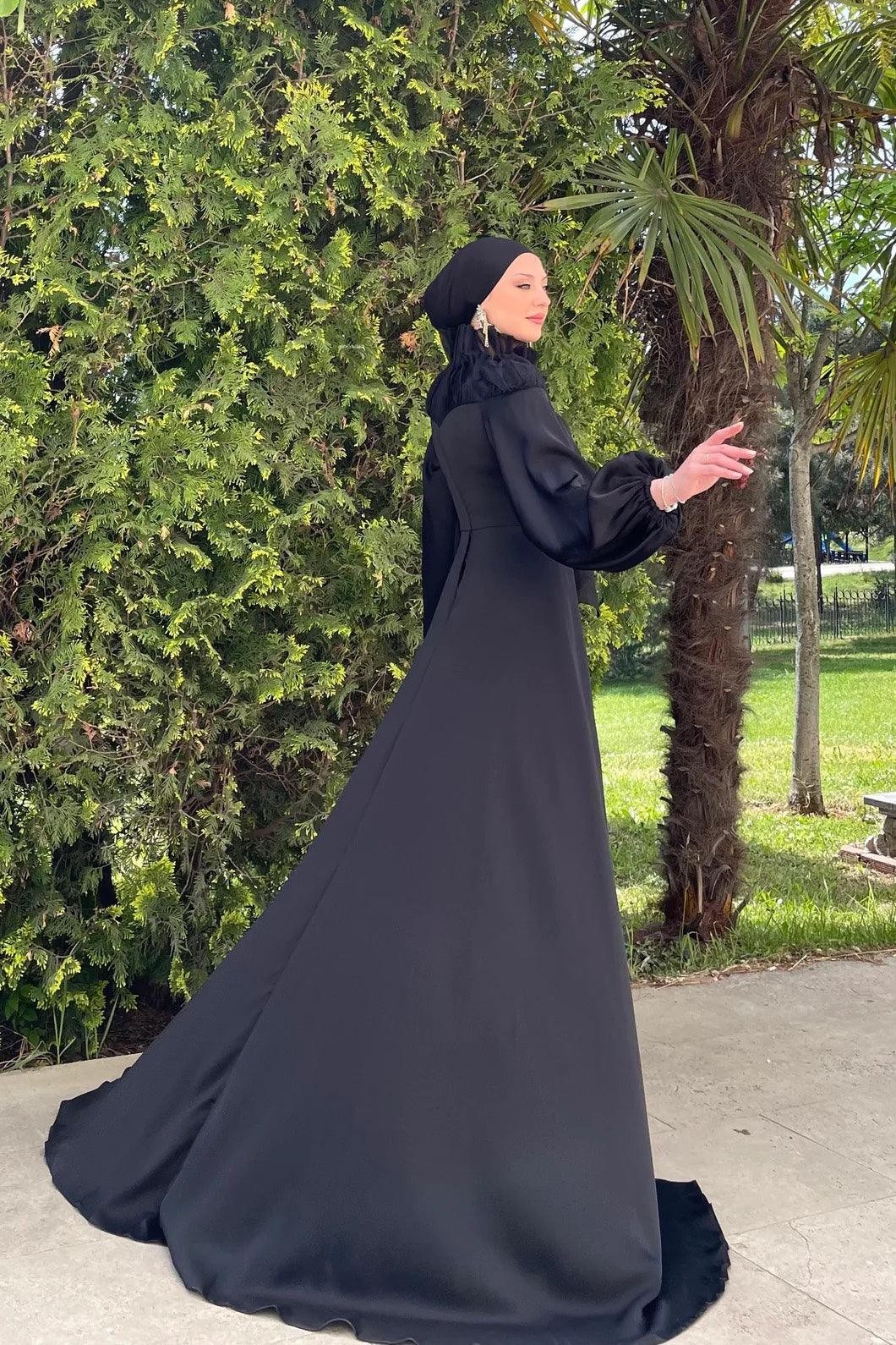 Eftelya Hijab Evening Dress - Black