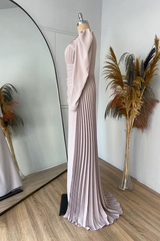 Suzanna Hijab Evening Dress - Nude