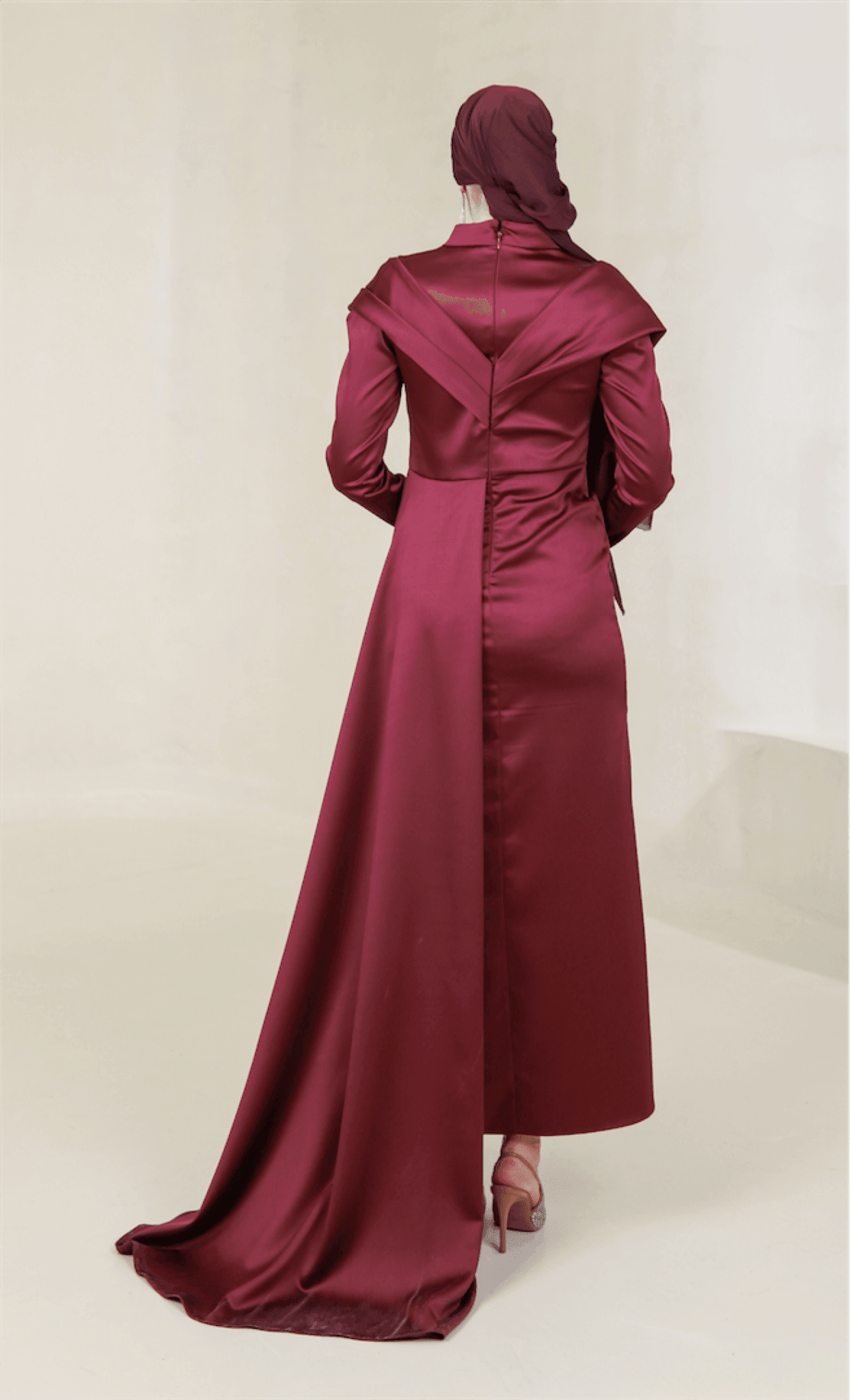 Glorinda Hijab Evening Dress - Claret Red